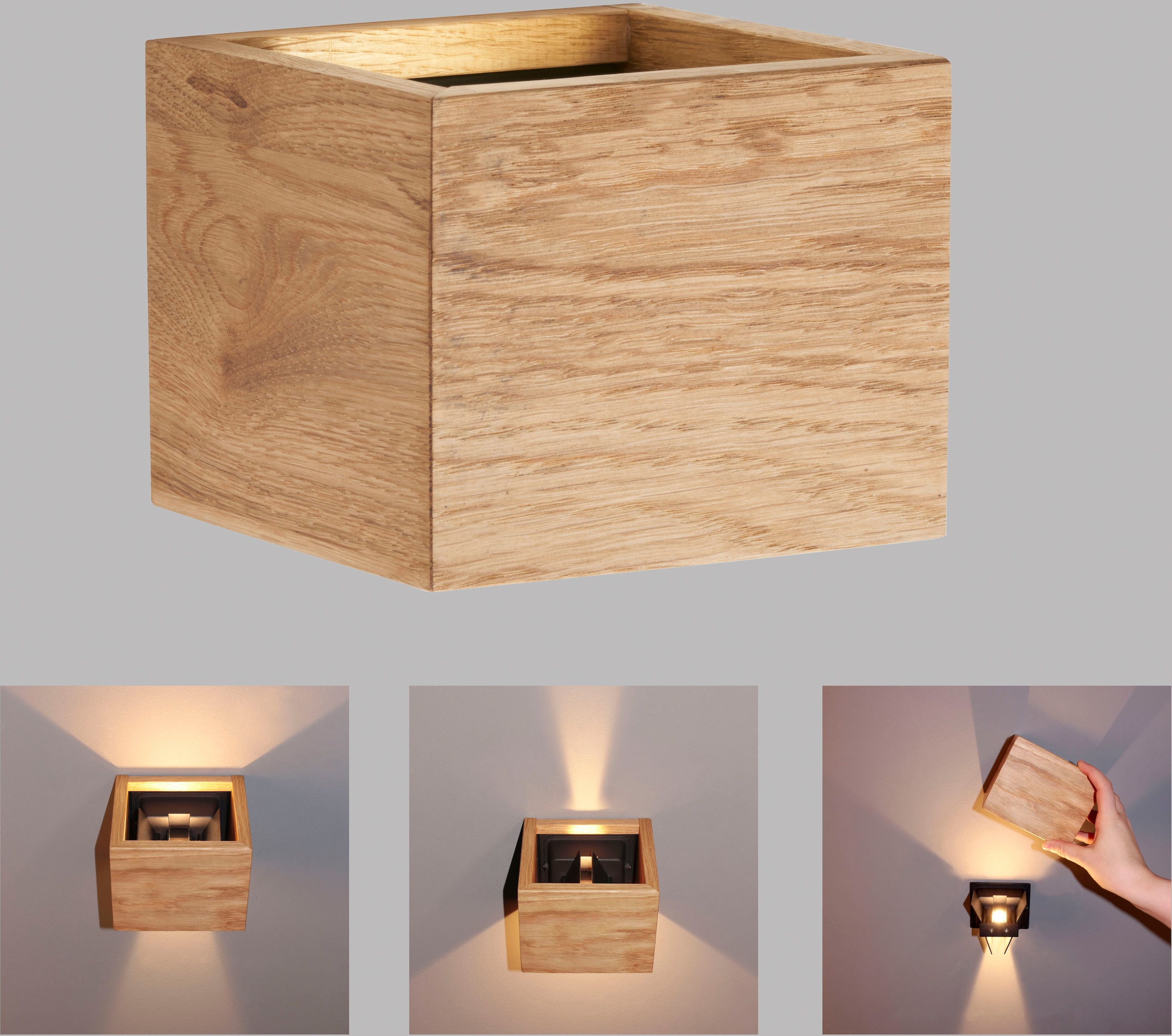 Wandleuchte »Shine-Wood«, 2 flammig, Leuchtmittel LED-Modul | LED fest integriert,...