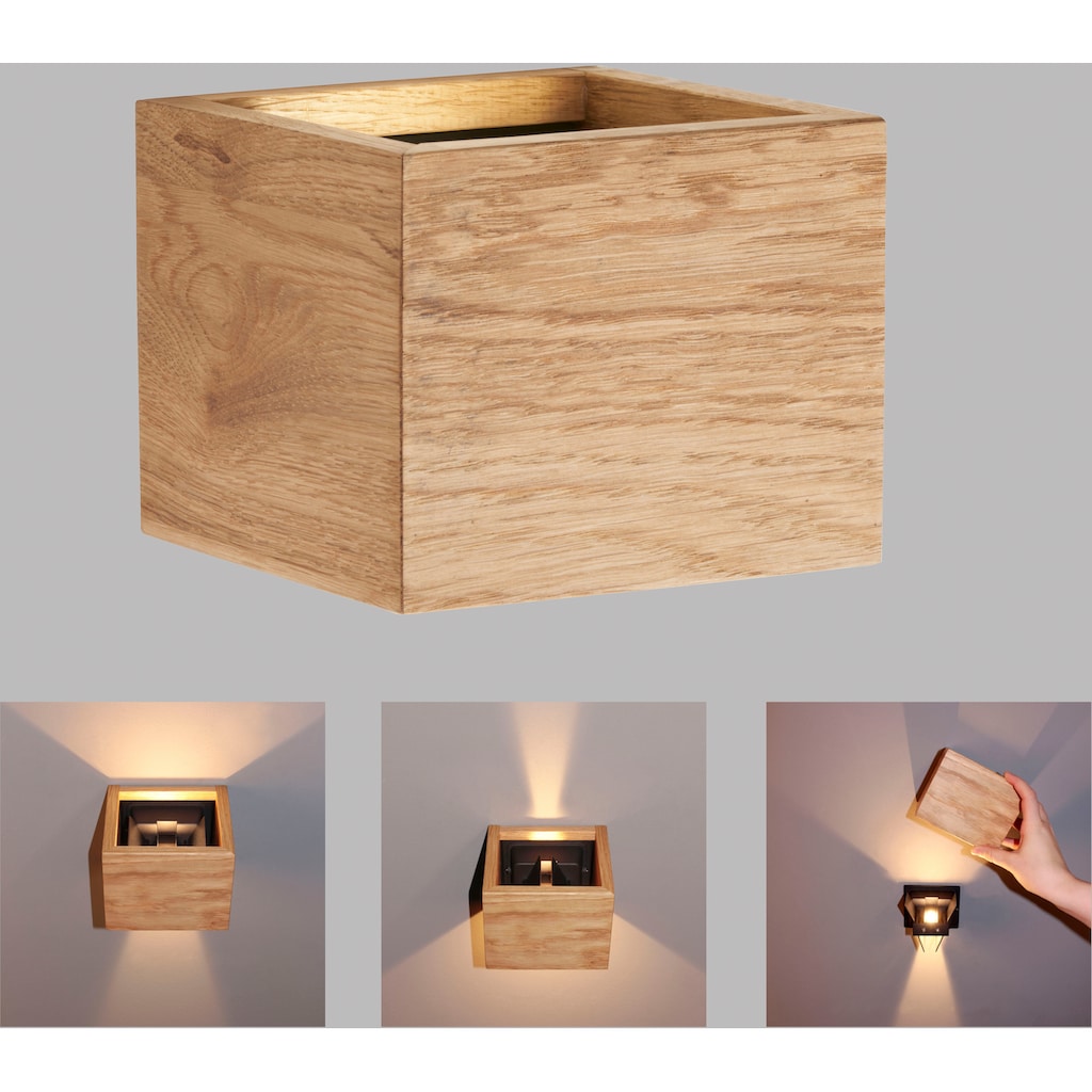 FISCHER & HONSEL Wandleuchte »Shine-Wood«, 2 flammig-flammig, made in Germany, langlebige LED