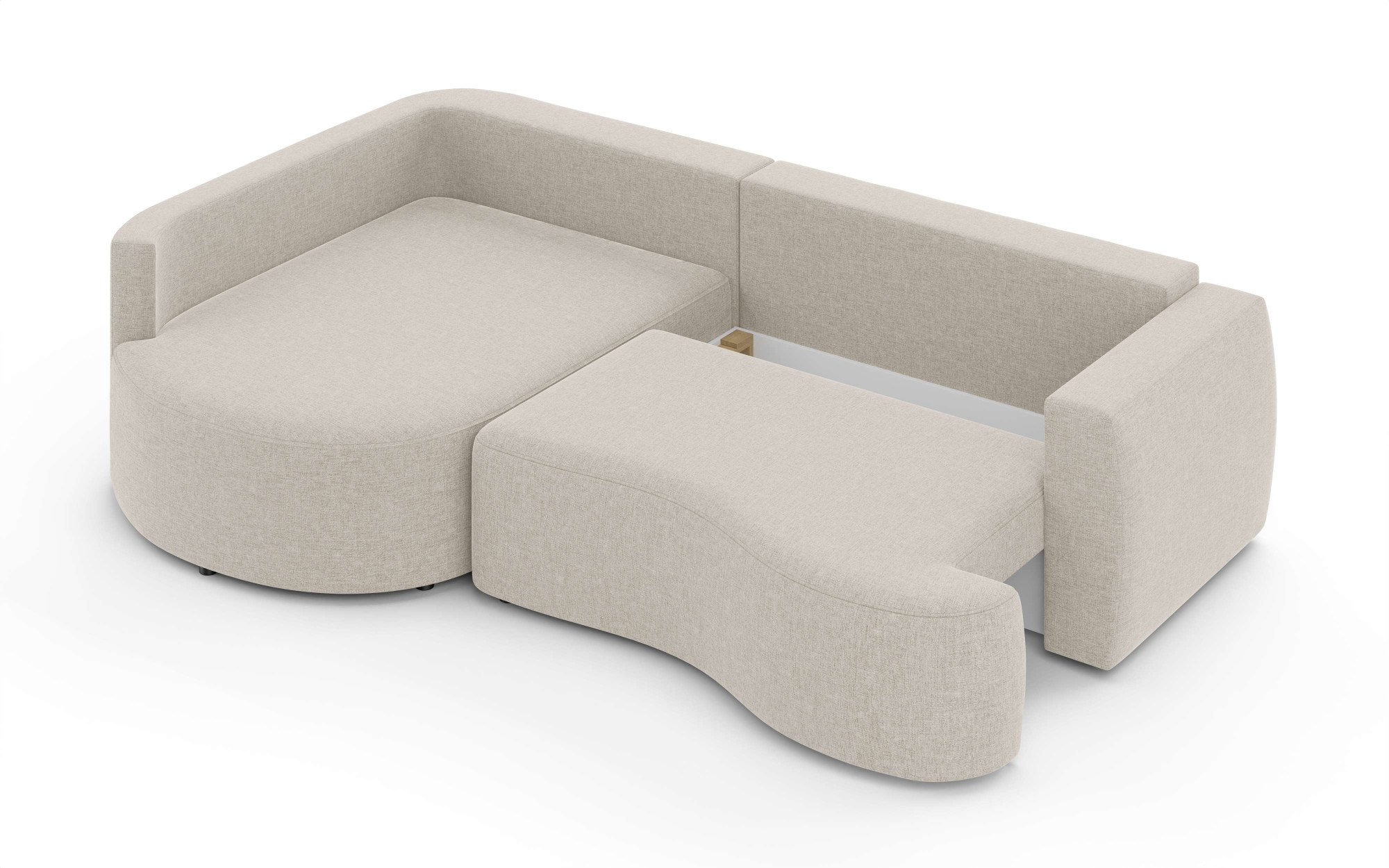 INOSIGN Ecksofa »Kahekili, Schlafsofa mit Bettkasten, Maße B/T/H: 255/181/90/ cm«, L-Form mit Wellenunterfederung, 7 Rückenkissen und 2 Zierkissen