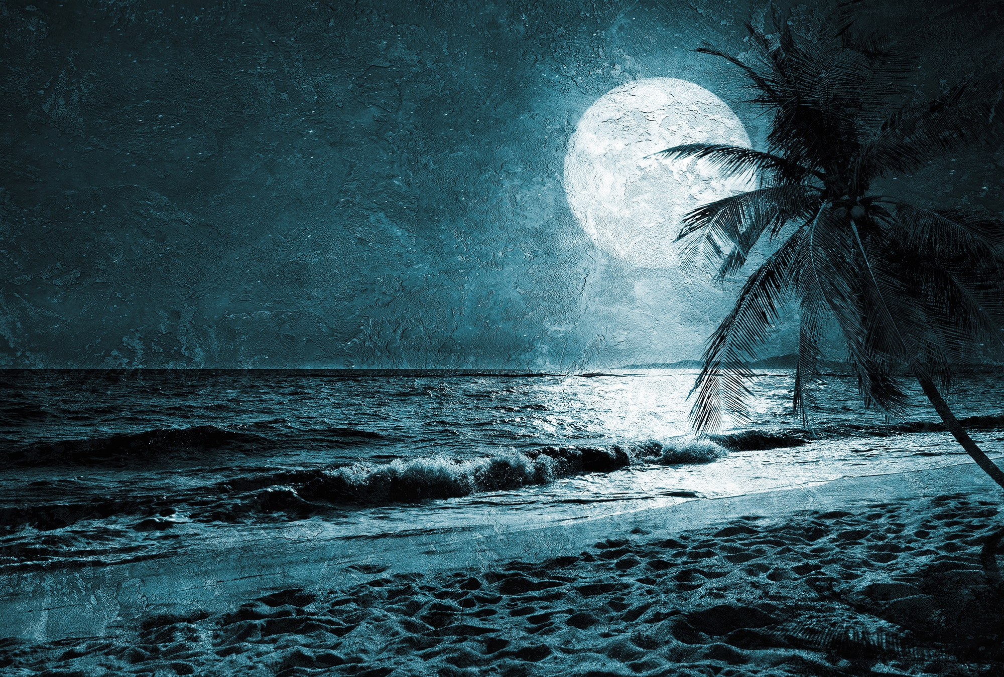 Architects Paper Fototapete "Atelier 47 Beach at Night 3" Meer Strand glatt Vlies, Wand, Schräge, Decke