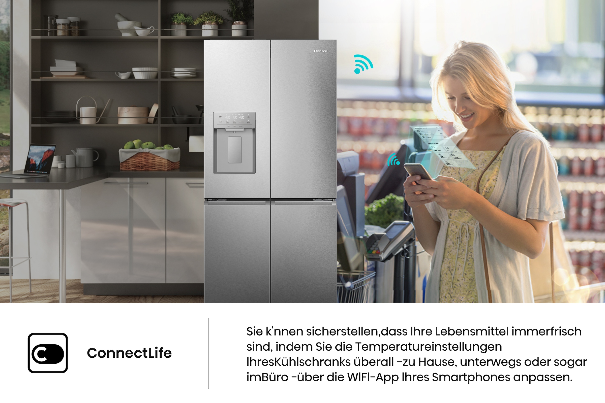 Hisense Multi Door »RQ5P470SYID«, Wasser-/Eisspender