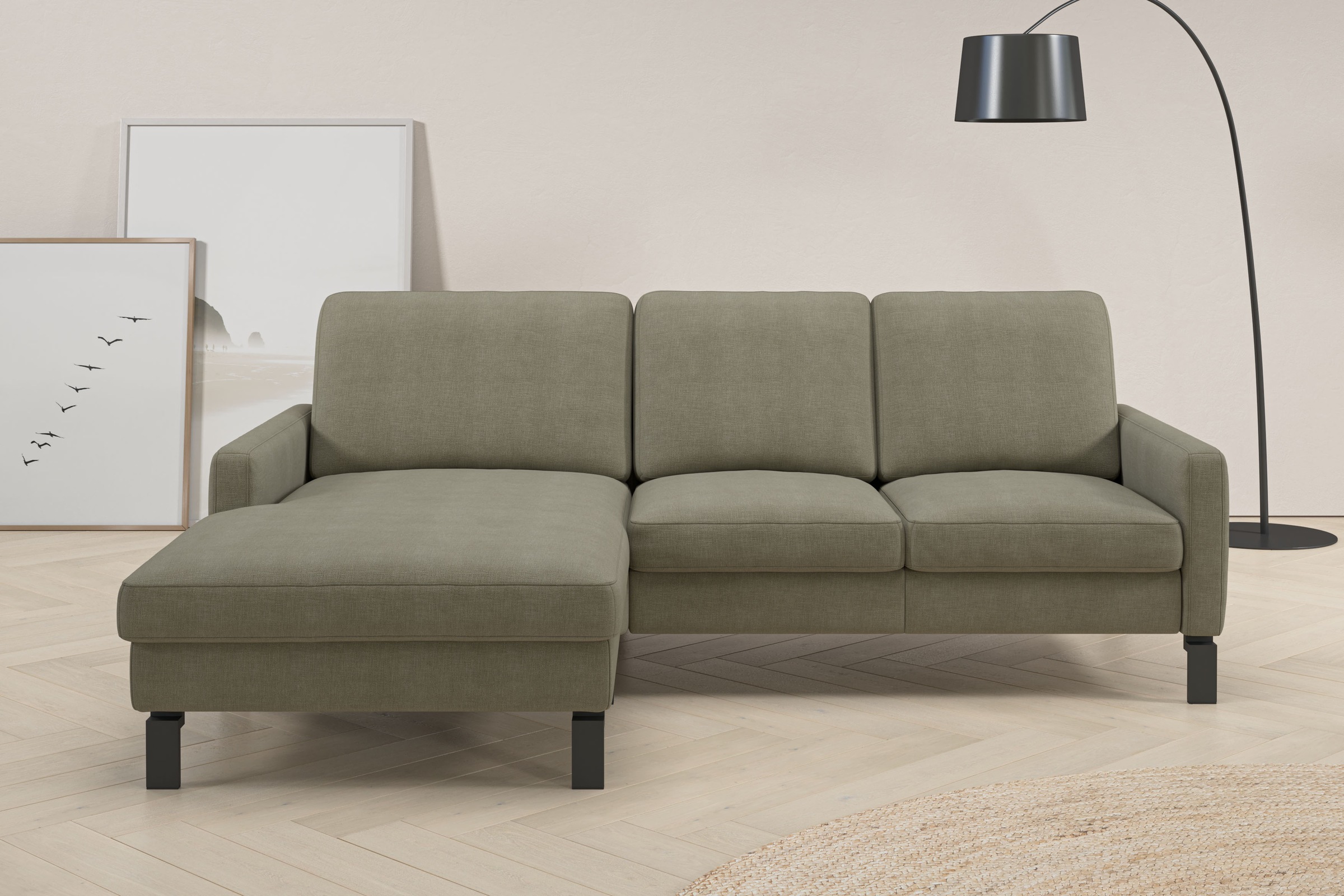 Home affaire Ecksofa "Lecce, L-Form, Federkernpolsterung, Breite 224 cm" inkl. saugroboterfreundliche Höhe & schmale Armlehnen