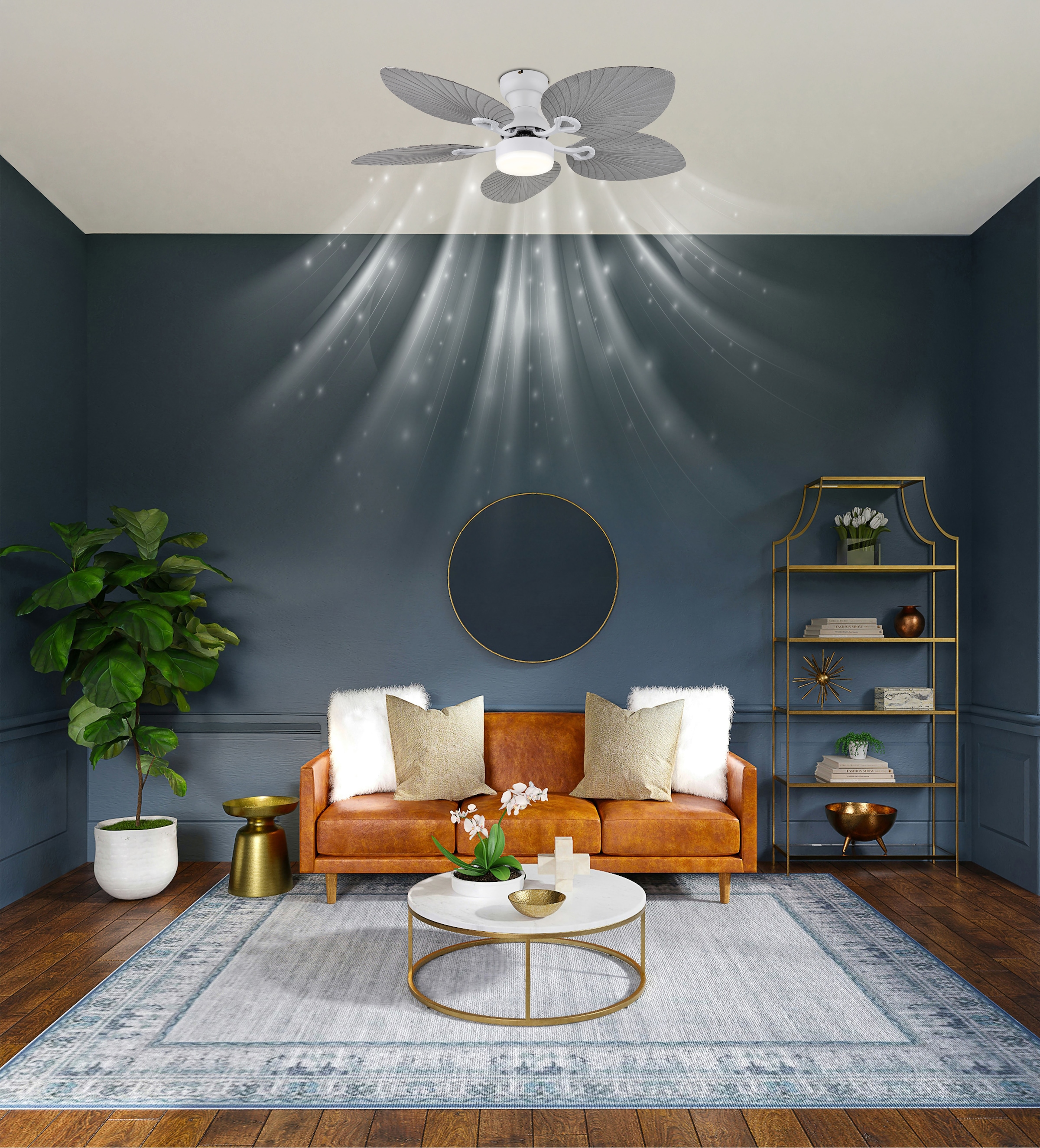 GLOBO LIGHTING Deckenleuchte »ELISE« LED-Modul 1 Stk. warmweiß - kaltweiß Ventilator kühlen-heizen holzoptik CCT 3000/4500/6000K