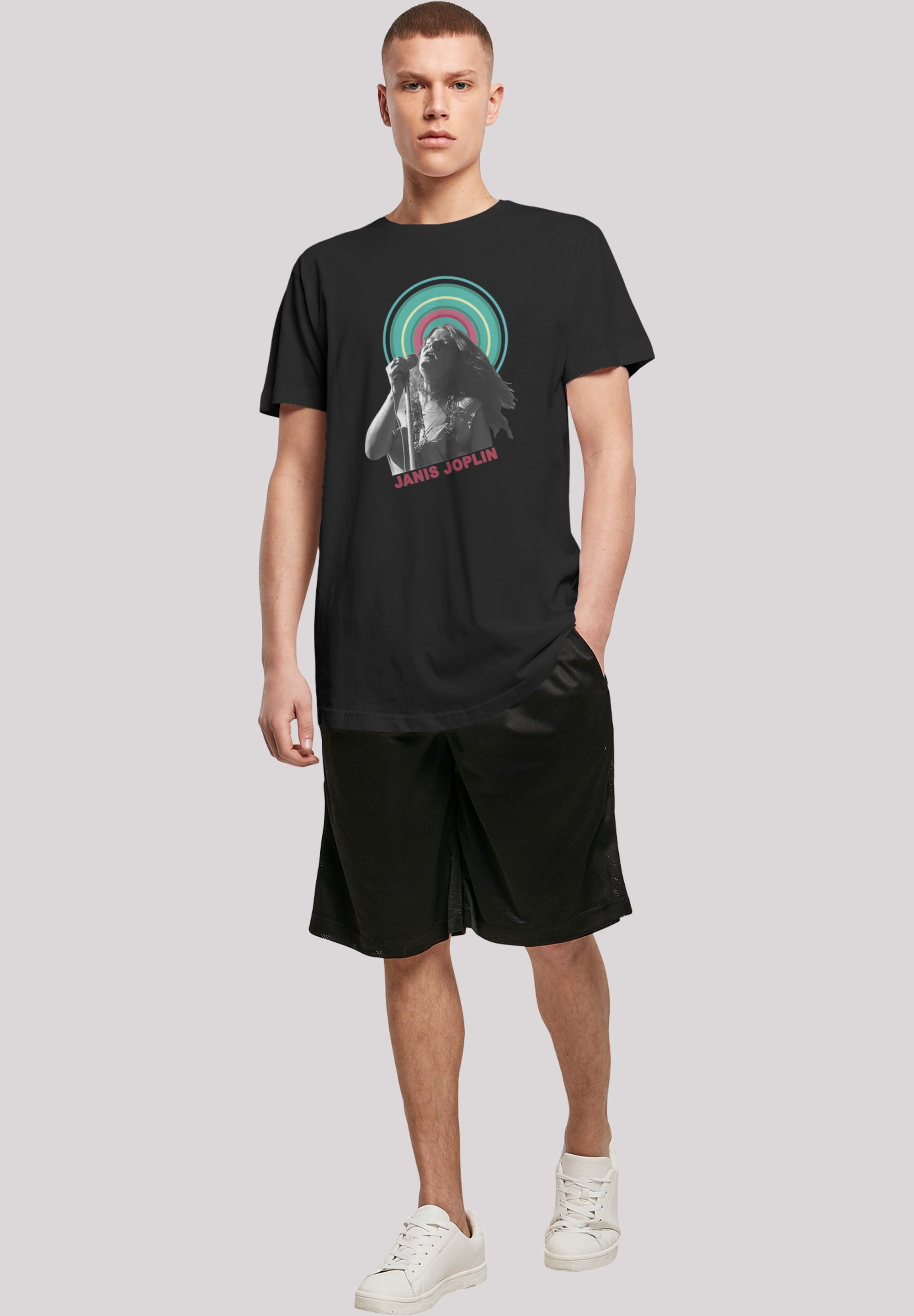 F4NT4STIC T-Shirt »Long Cut T-Shirt 'Janis Joplin Halo Photo'«, Herren,Premium Merch,Lang,Longshirt,Bandshirt
