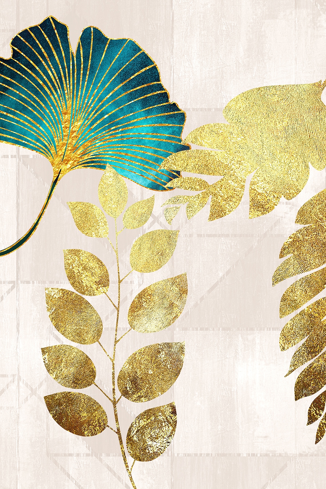queence Leinwandbild "Gingko und Blätterbild, Canvas Bild von Hand bespannt" 1 Stk. tlg. Zeitlose Ginkgo-Motive in hellen Farben