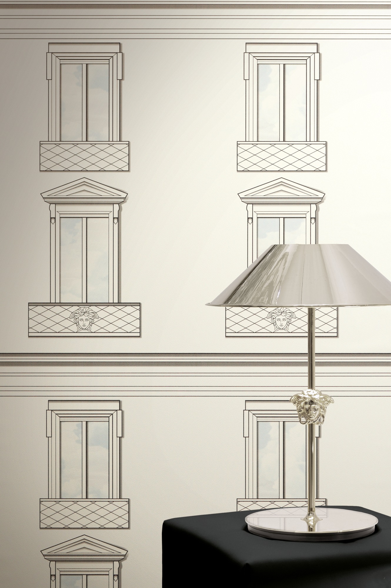 Versace Vliestapete »Versace 6 Palazzo No 12 –« 3D-Optik | Barock | Motiv geprägt Architekturmotiv mit Fensterdesign & dezent strukturierter Oberfläche