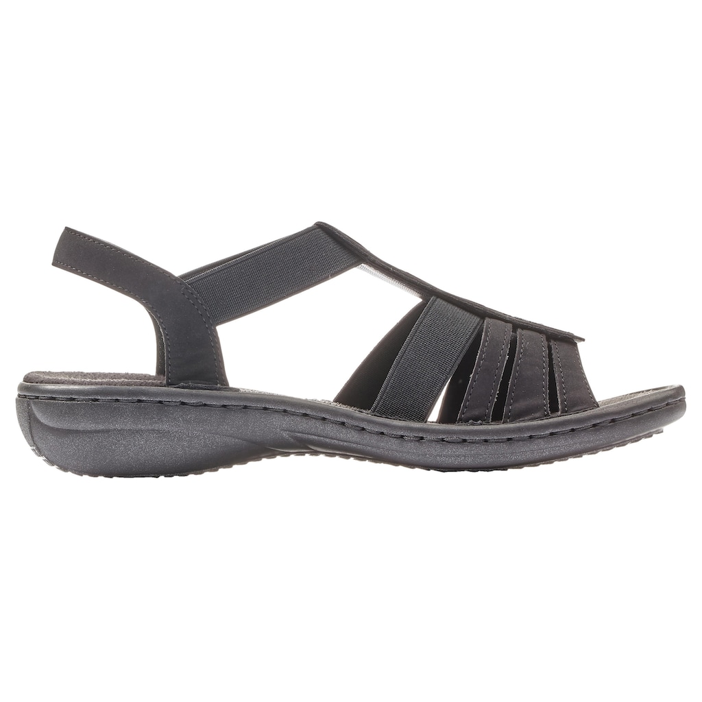 Rieker Riemchensandale, Sommerschuh, Sandalette, Keilabsatz, mit Schmuckapplikation