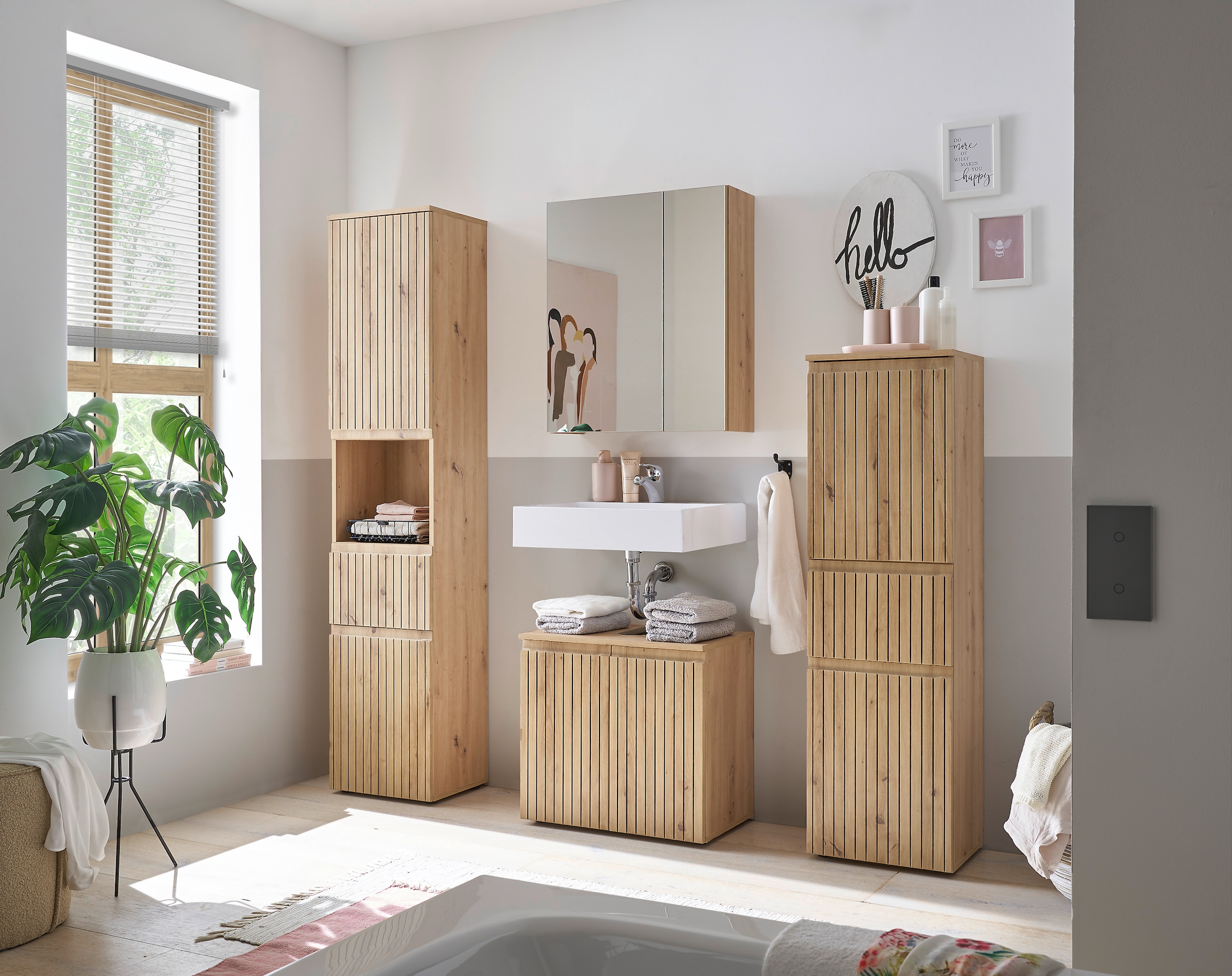 BASIC by Balculina Badmöbel-Set »Austin«, (4 St.), Gesamtbreite 200 cm, 4-tlg., Soft-Close-Funktion