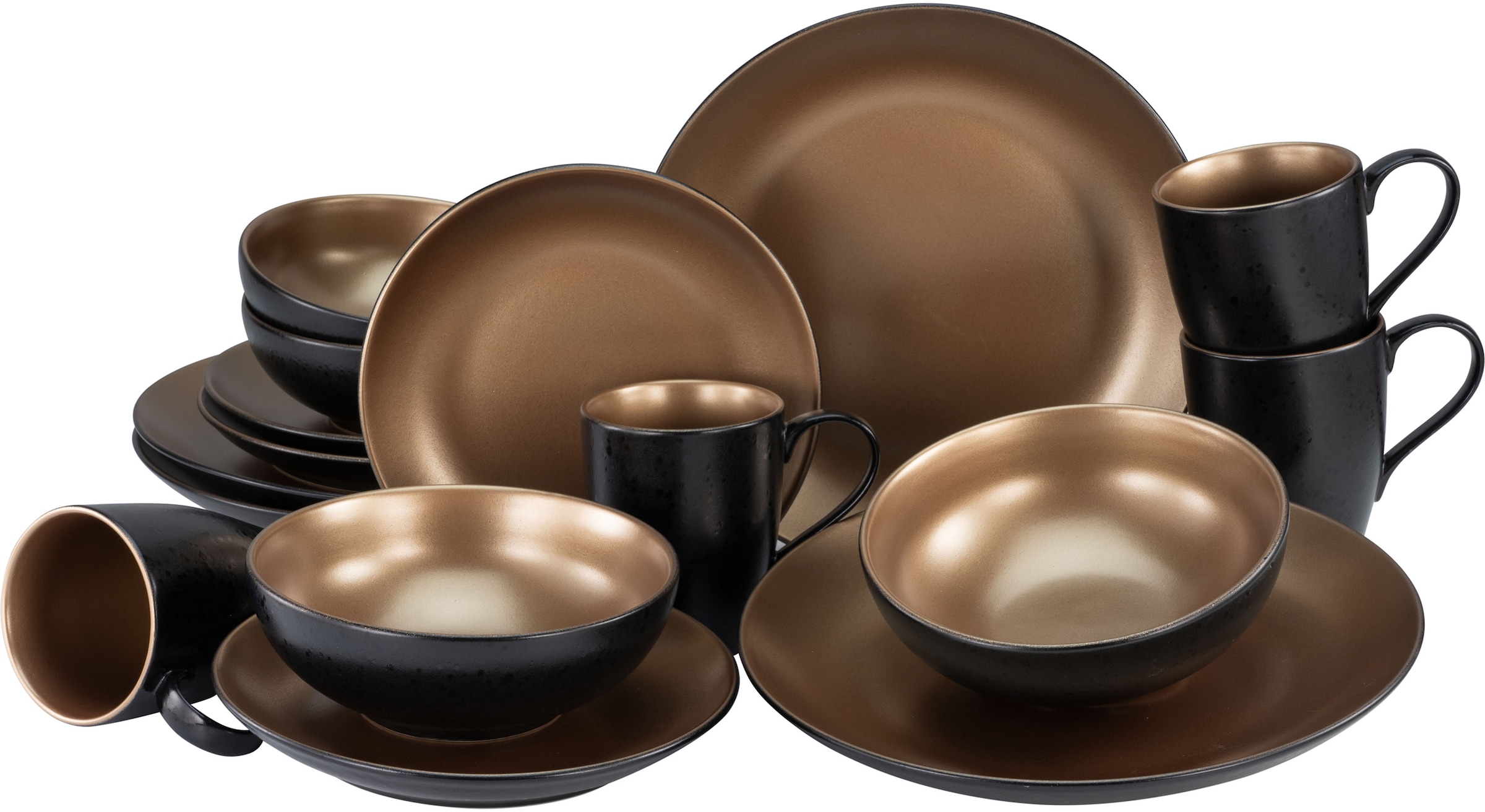 CreaTable Kombiservice "Geschirr-Set Glamour Gold" Service, metallische Far günstig online kaufen