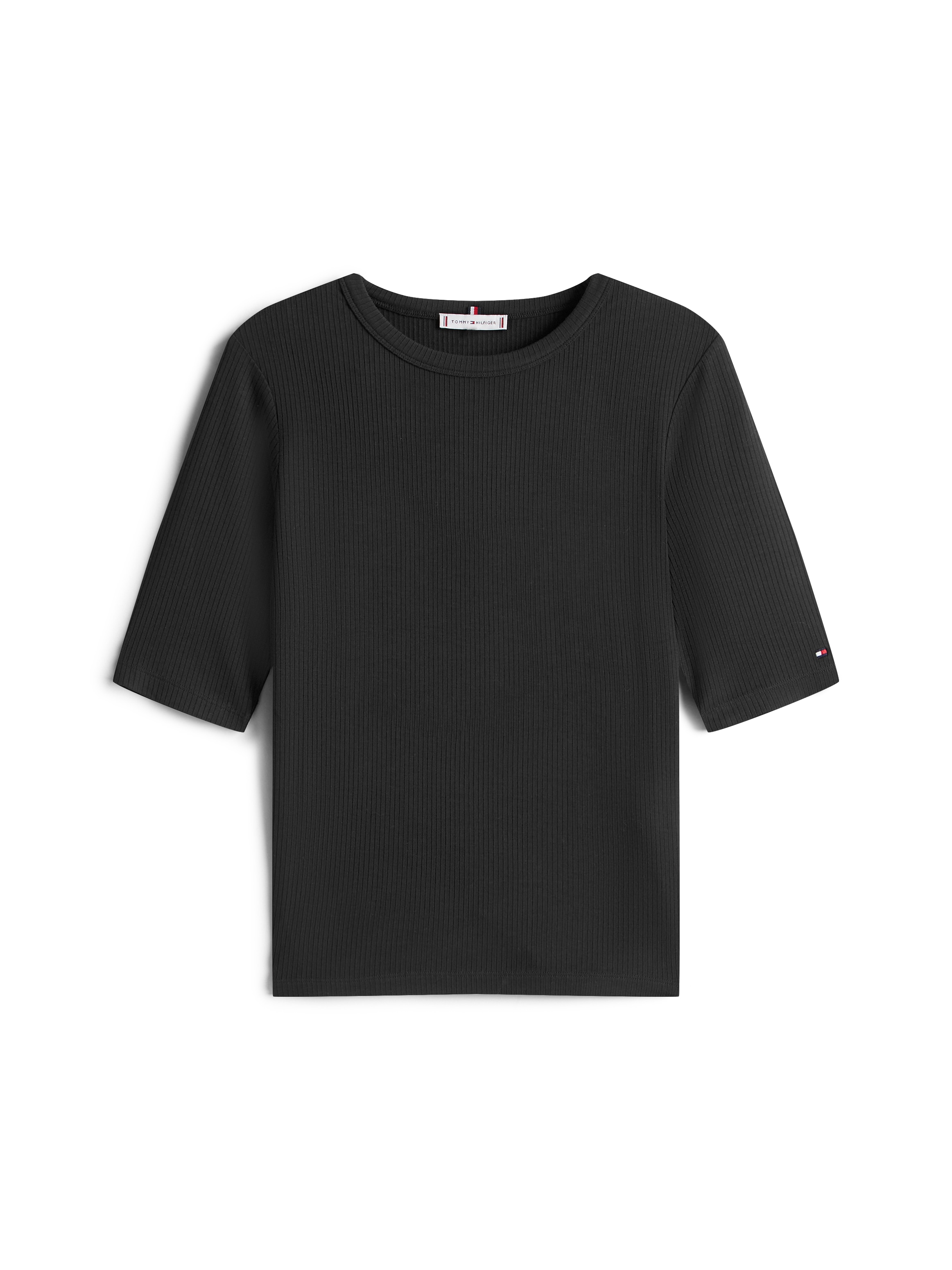 Tommy Hilfiger Kurzarmshirt »SLIM 5X2 RIB C-NK 1/2 SLV«, in gerippter Struktur