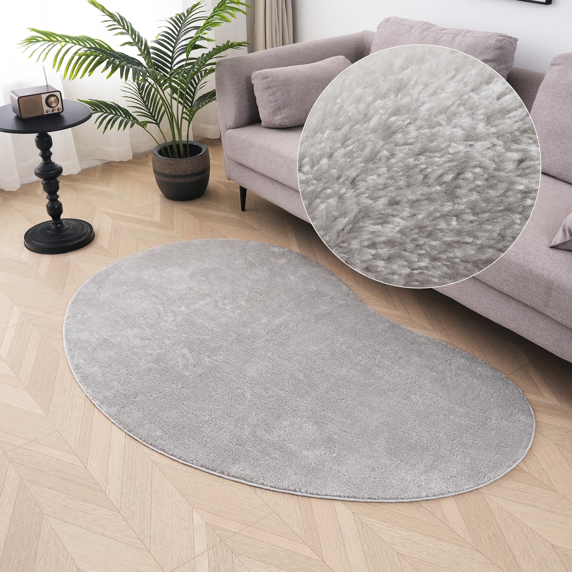 OTTO home Teppich "Cali Bean" U-förmig 16 mm Höhe besondere Form, Uni, weic günstig online kaufen