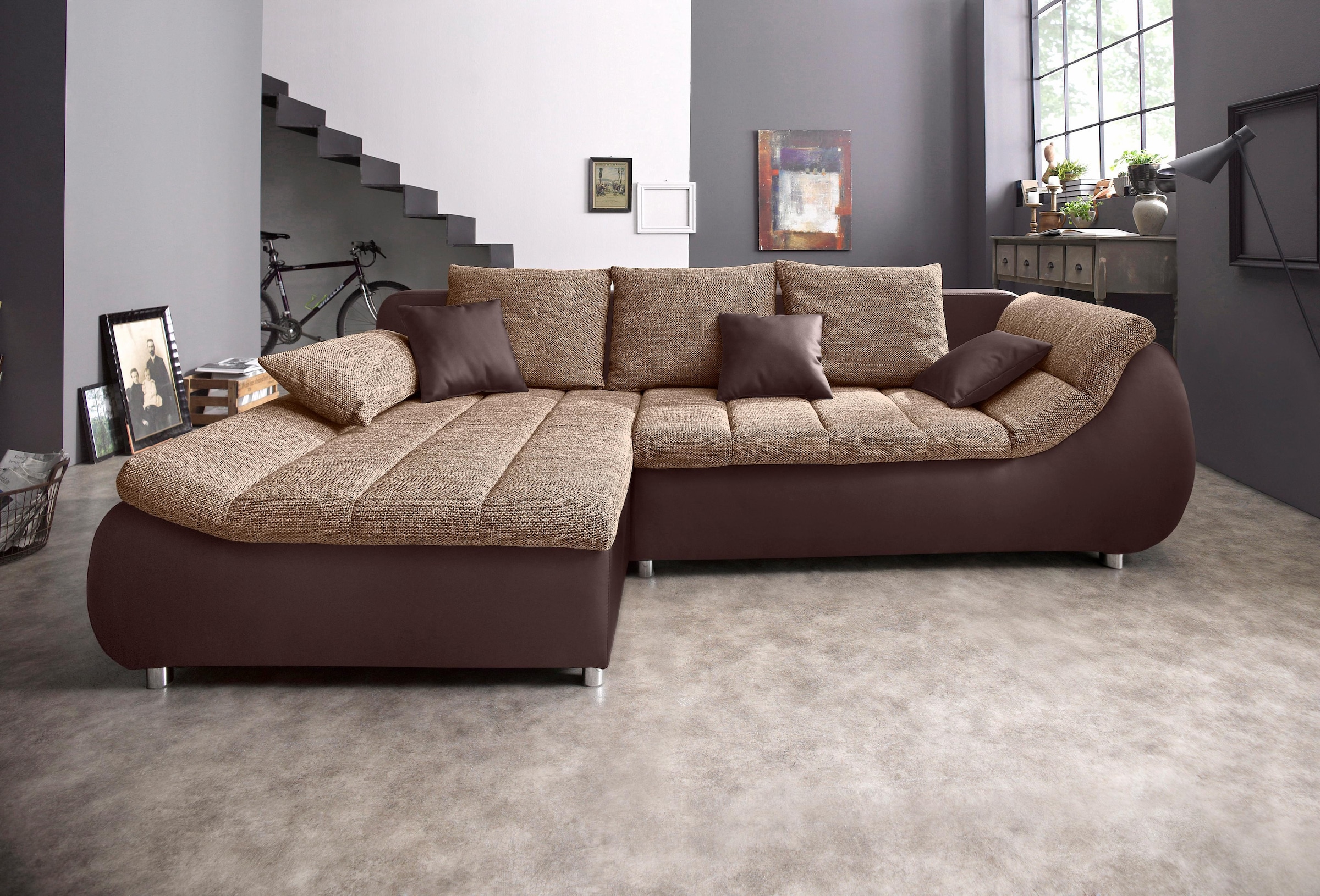 INOSIGN Ecksofa "Imola, bequem, aktuelle Steppung im Sitz, L-Form, Breite 2 günstig online kaufen