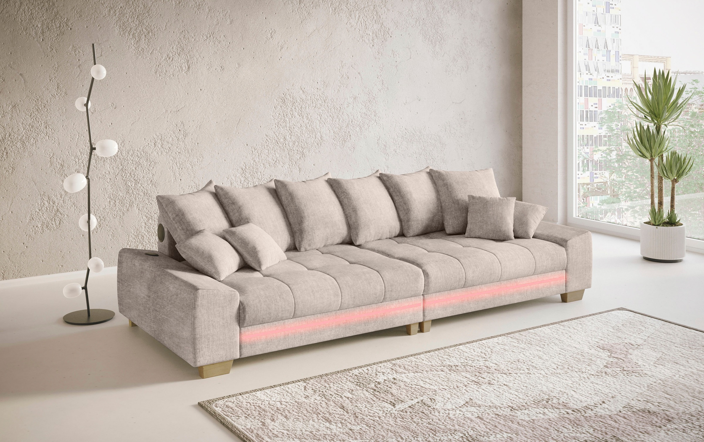Mr. Couch Big-Sofa »Nikita II«, RGB-LED, Bluetooth-Soundsystem, wahlweise mit Kaltschaum