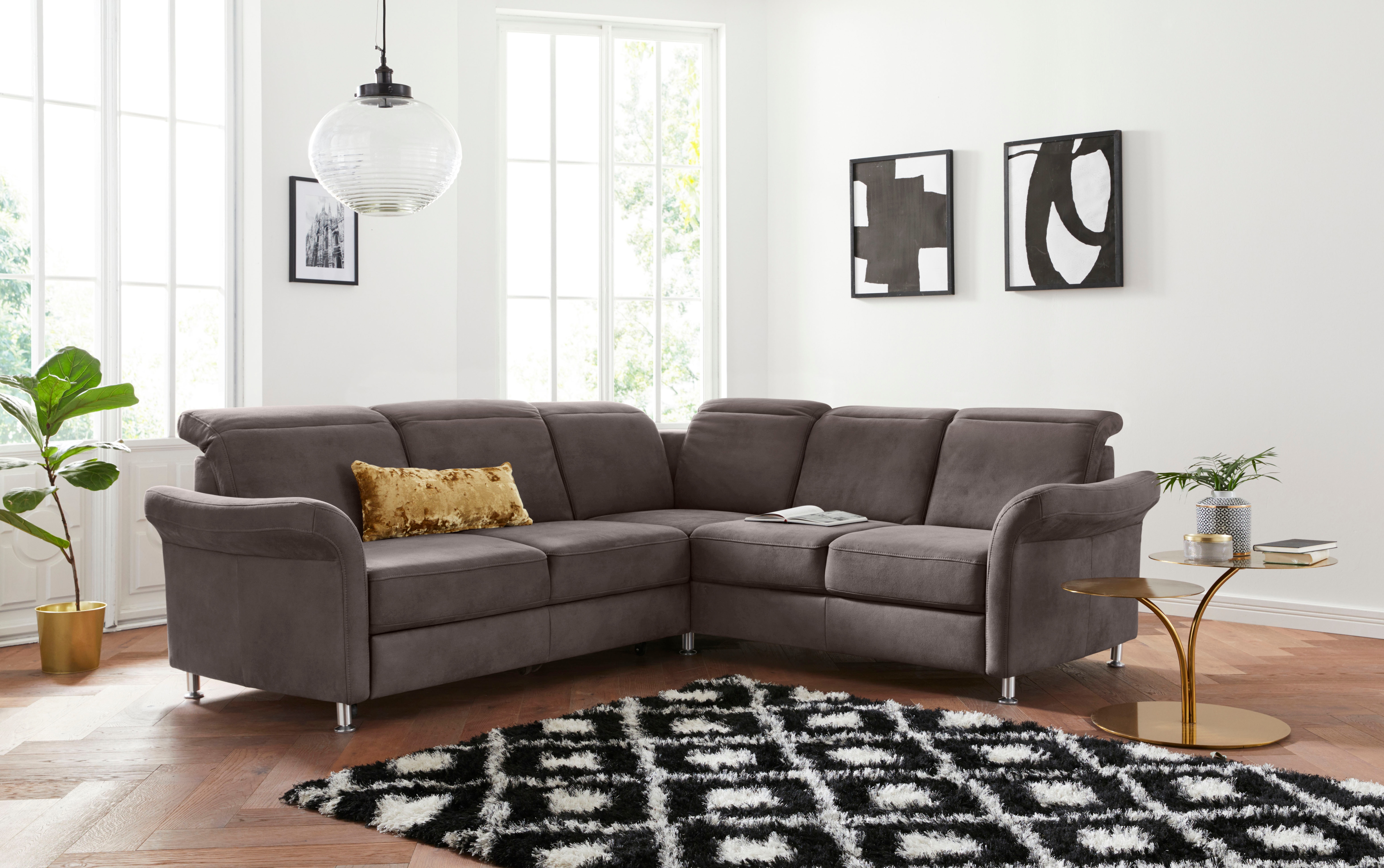 sit&more Ecksofa "Darwin L-Form" inklusive Federkern, wahlweise mit Kopfteilverstellung, Schlaffunktion