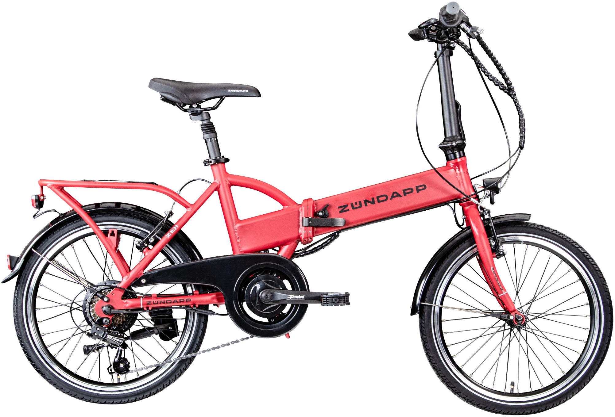 ZÜNDAPP E-Bike "Z101", 37cm, 20 Zoll (50,80cm), rot, Elektrofahrräder, Pedelec, Elektrofahrrad für Damen u. Herren