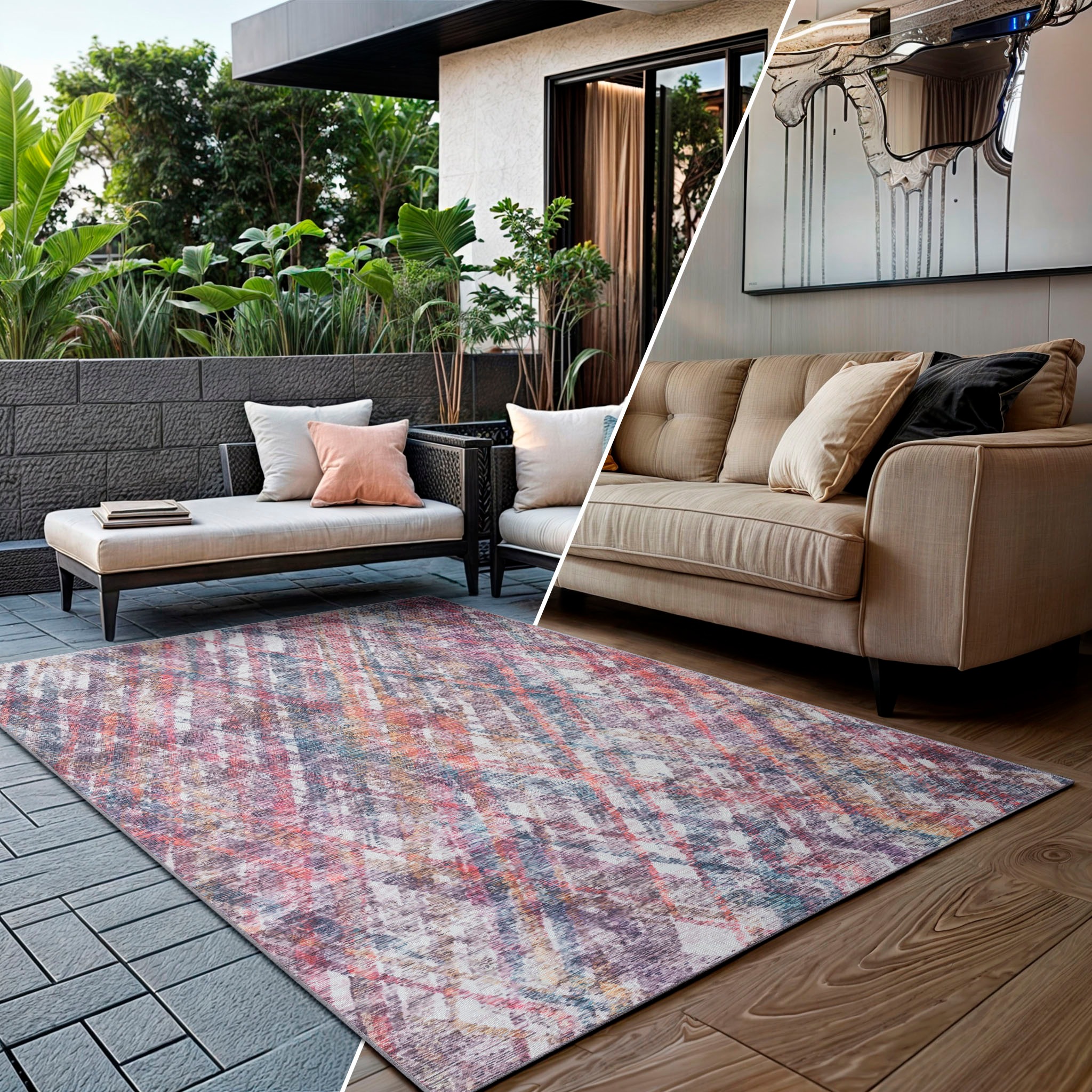 my home Teppich "Oryn" rechteckig 8 Höhe Flachgewebe, modern kariert, In- u günstig online kaufen