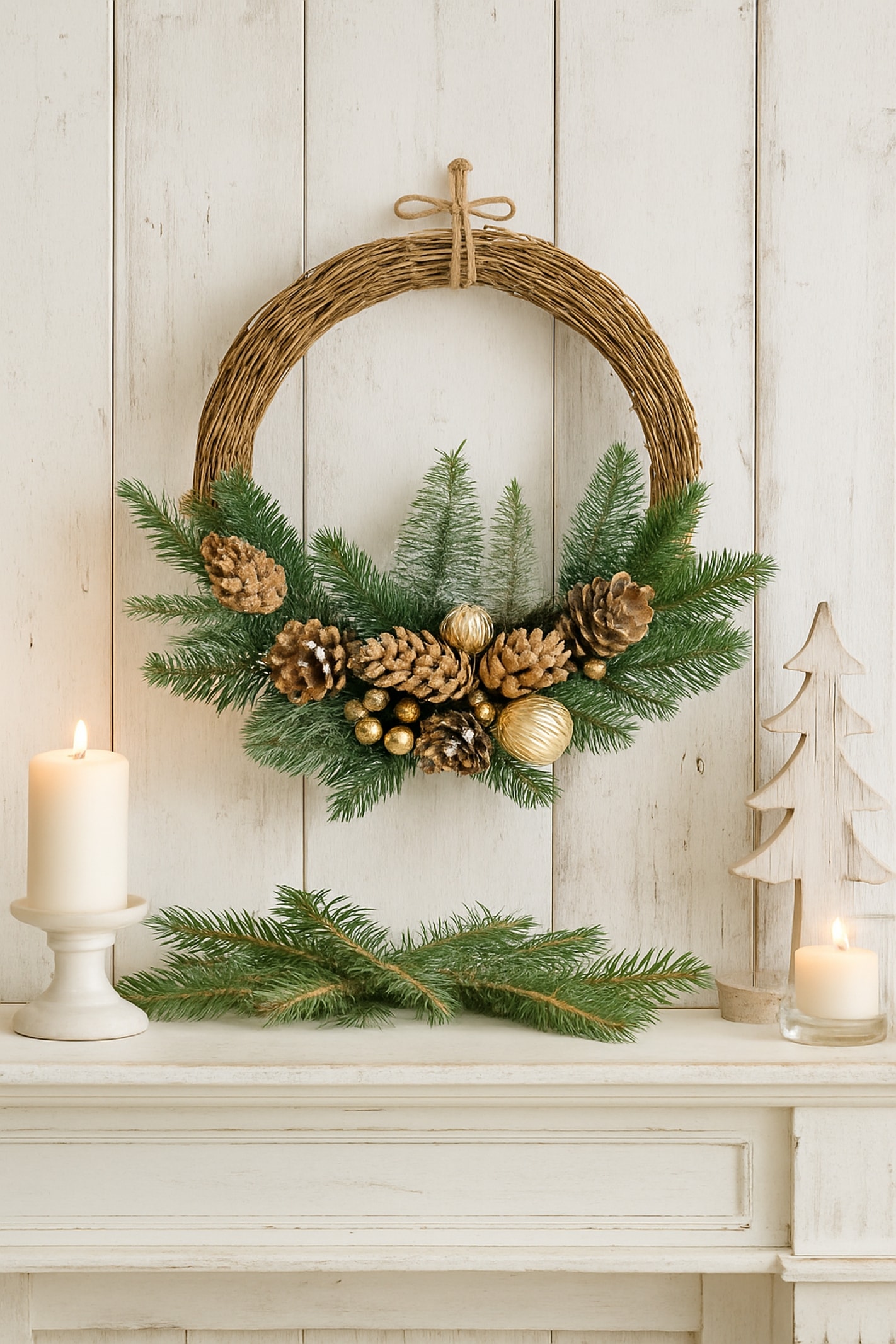 I.GE.A. Kunstkranz »Weihnachtskranz dekoriert« mit Christbaumkugeln Zapfen Zweige Beeren Adventskranz Weihnachtsdeko