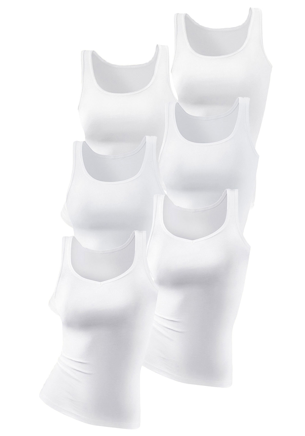 petite fleur by Lascana Achselhemd 6er-Pack, aus reiner Baumwolle, Tanktop, Unterziehshirt