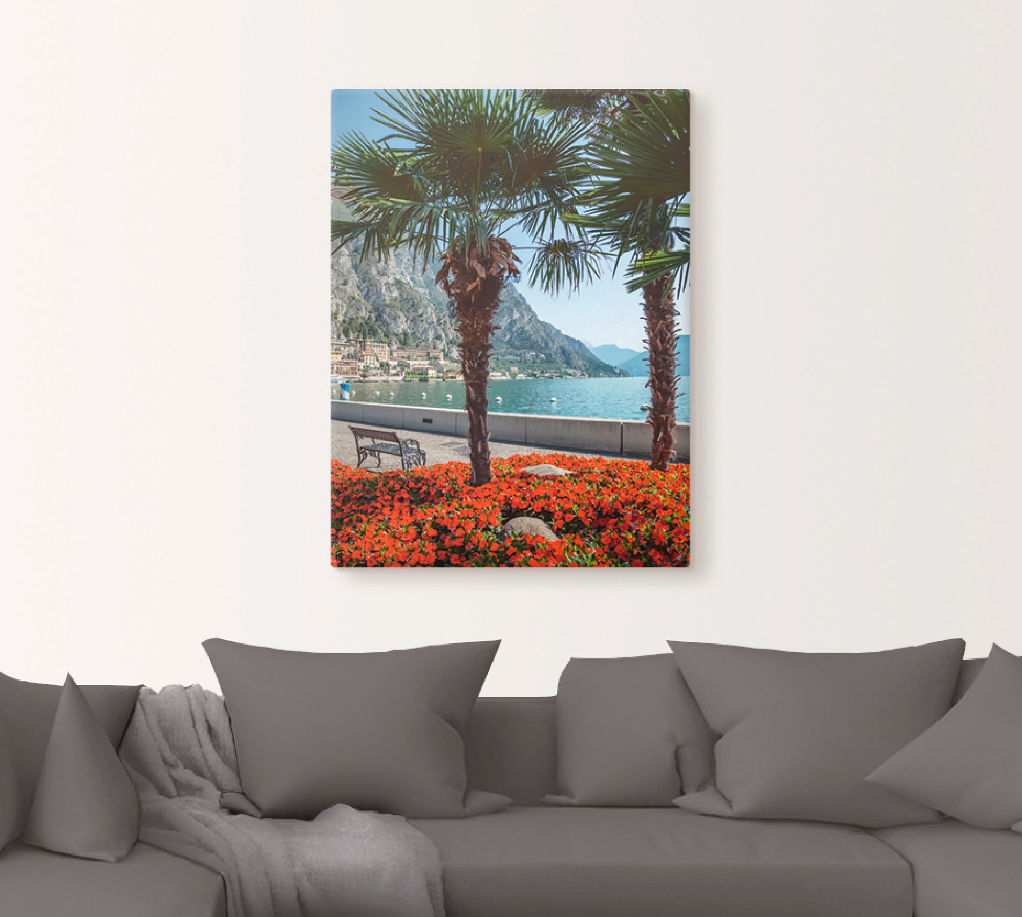 Artland Leinwandbild "Gardasee Limone sul" Europa 1 Stk. tlg. auf Holzrahme günstig online kaufen