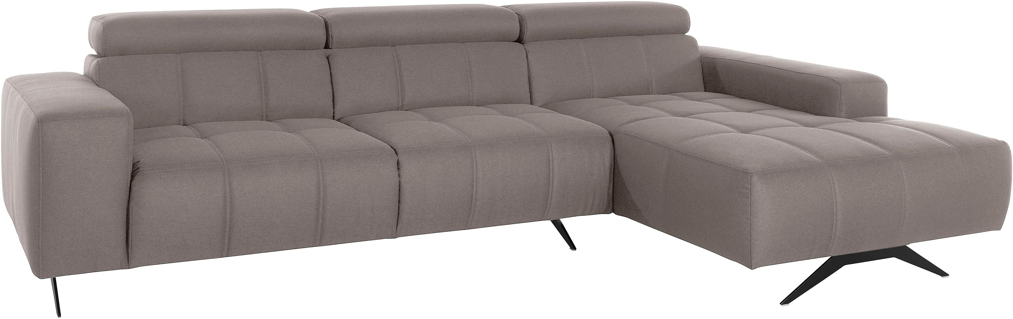 DOMO collection Ecksofa "Trento L-Form, mit Kufenfuß oder Einzelfuß" whlw. verstellbare Kopfteile, passend für gängige Saugroboter
