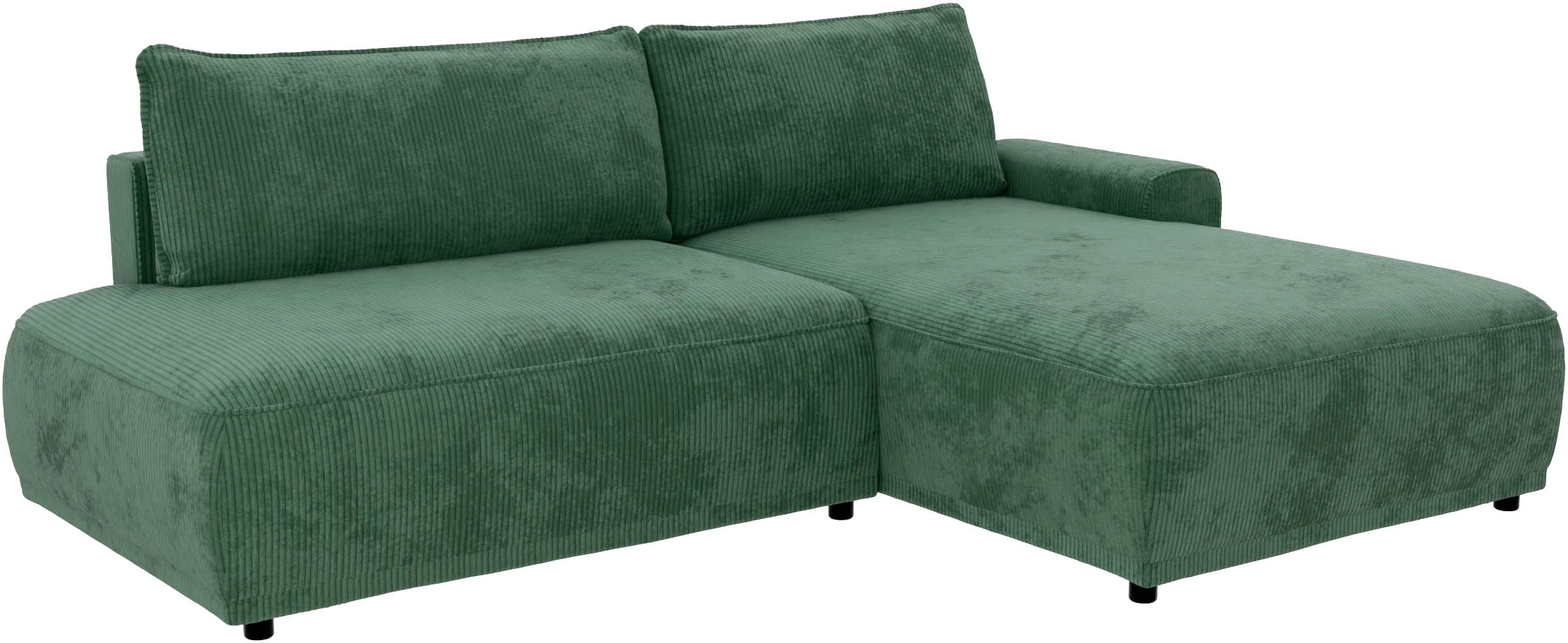TRENDMANUFAKTUR Ecksofa »Fordon II, Schlafsofa mit Bettkasten, Couch in L-Form, Breite 250 cm«, in Cordstoff HYPER, dunkelgrün, Armlehne rechts