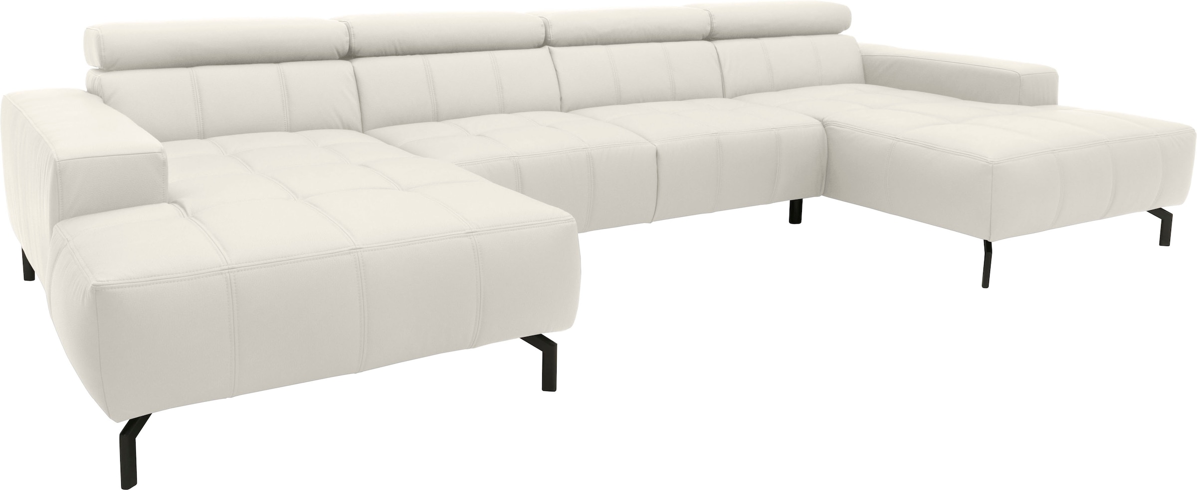 DOMO collection Wohnlandschaft »Cunelli tolle Sitznähte als Designelement, fester Sitzkomfort, U-Form«, wahlweise mit Kopfteilverstellung, bodenfrei
