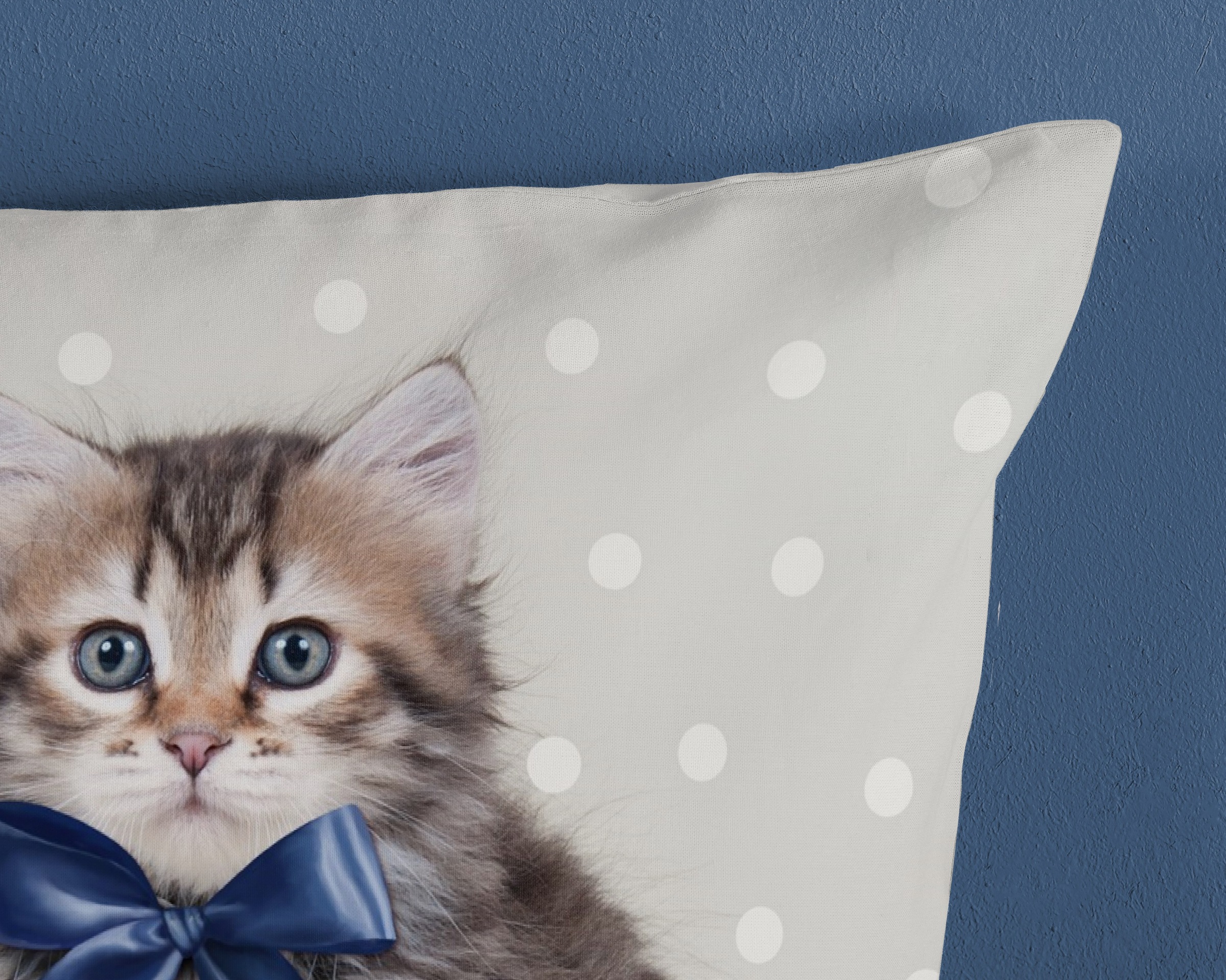 good morning Kinderbettwäsche »Mae«, 100% Baumwolle, 135x200, Reißverschluss, Wende, Kind, Katze, Blau Grau