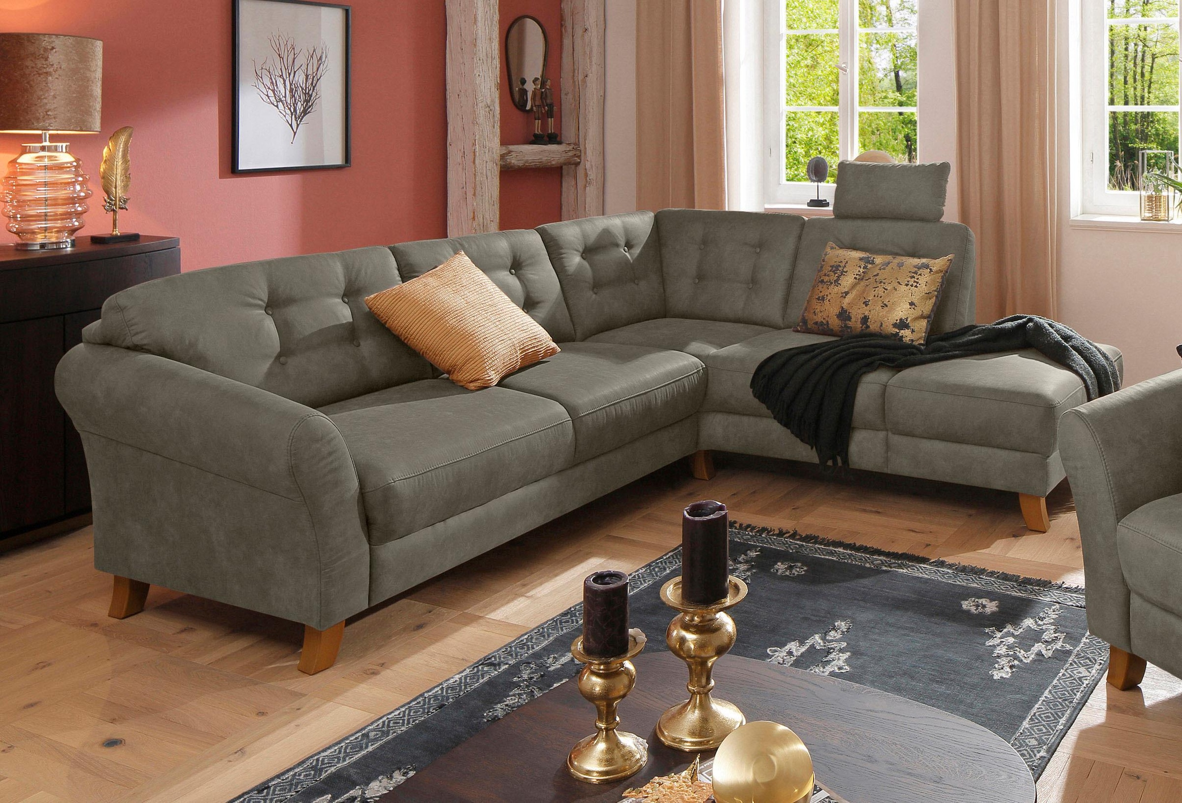 OTTO home Ecksofa "Trondheim L-Form, B: 260 cm, Federkern, Komfortsitz" optional Schlaffunktion und Stauraum, Eckcouch frei stellbar