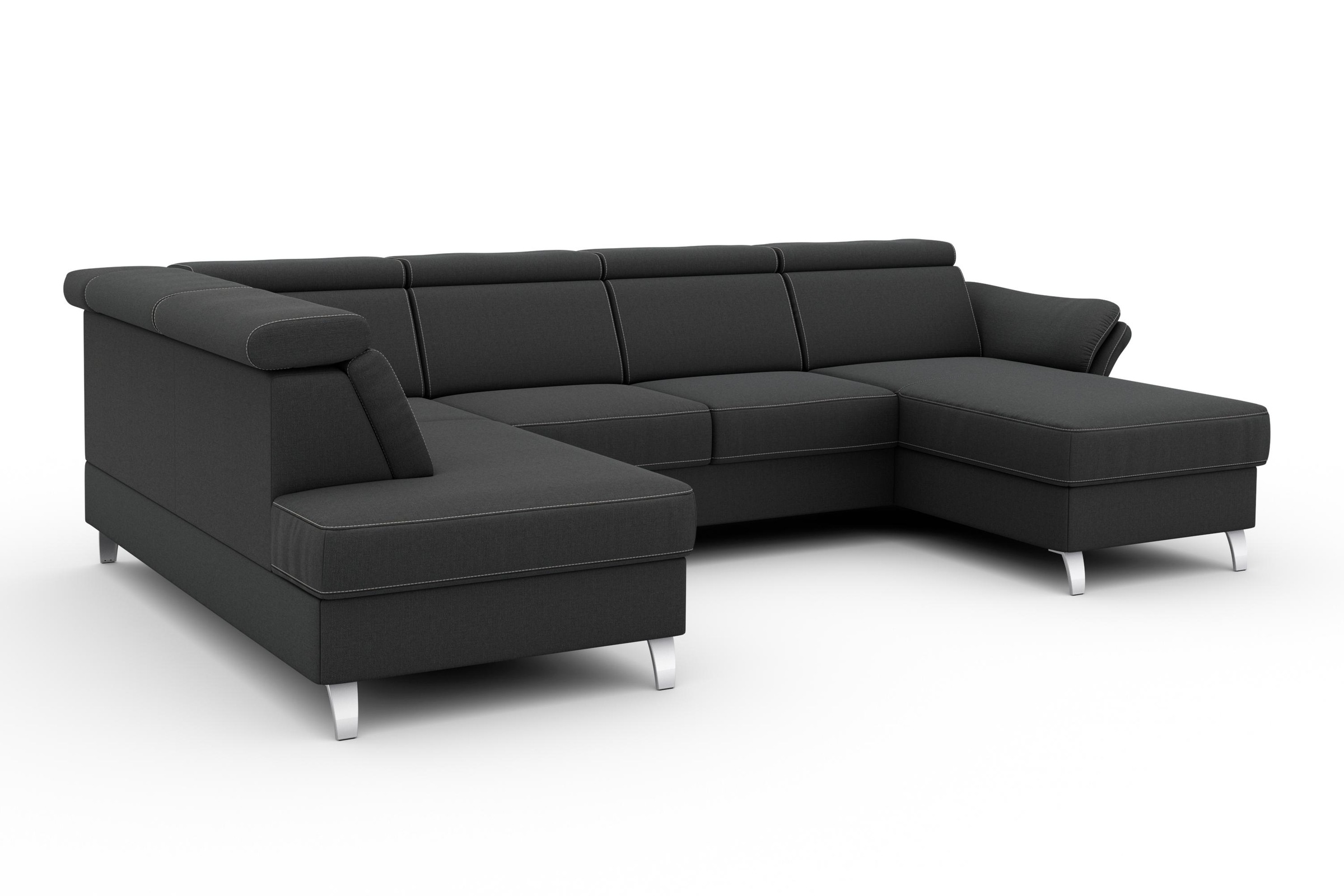 sit&more Wohnlandschaft »Vincenzo U-Form«, inklusive Kopfteilverstellung, wahlweise mit Bettfunktion, Bettkasten