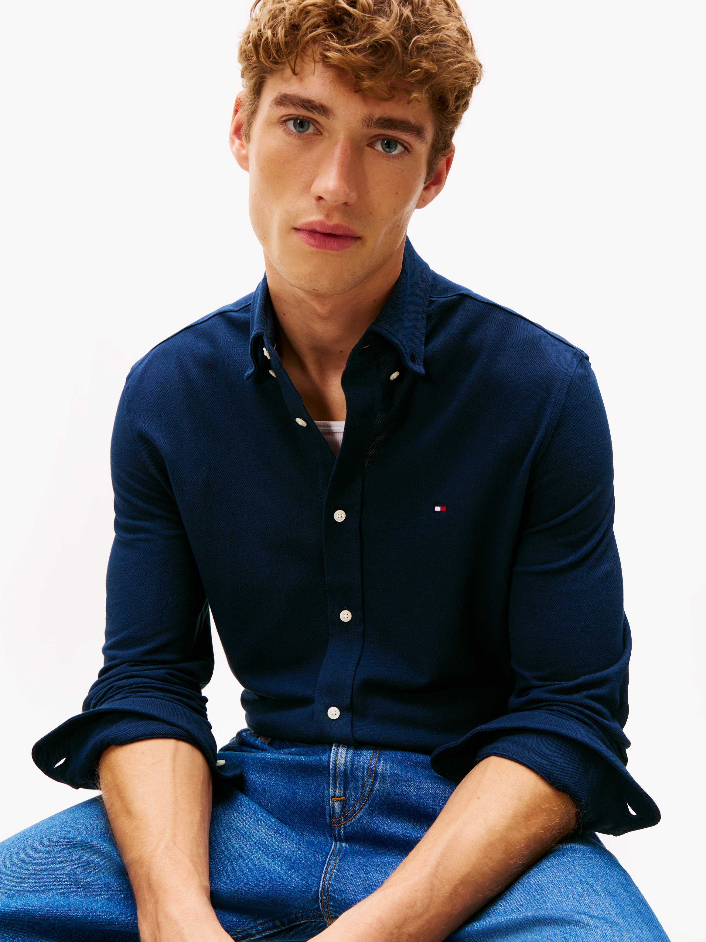 Tommy Hilfiger Langarmhemd "KNIT PIQUE FEATHERWEIGHT" günstig online kaufen