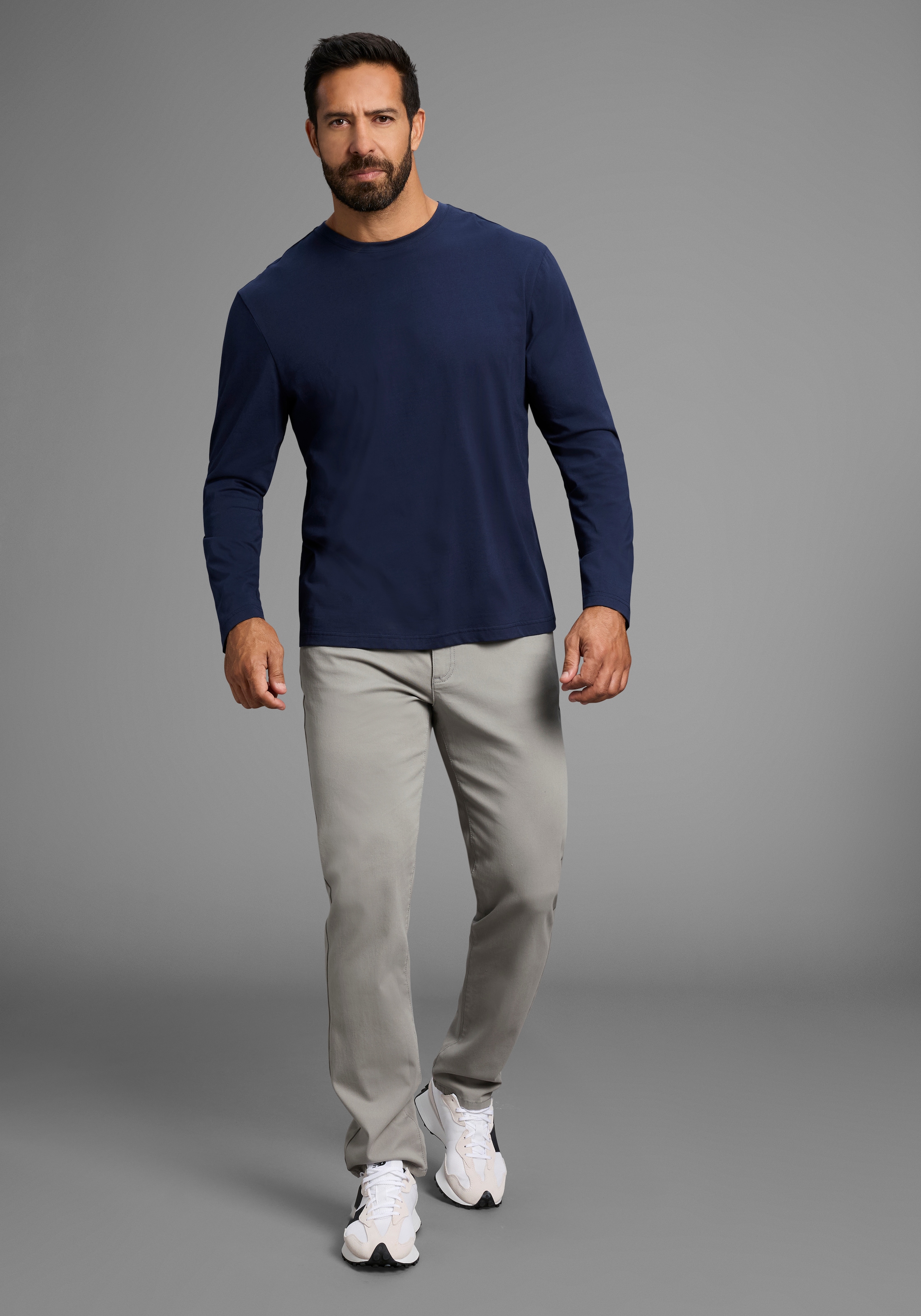 Man's World Langarmshirt »neue Farbe !«, (3er-Pack), Langarm, unifarben, aus Baumwolle, im 3er-Pack