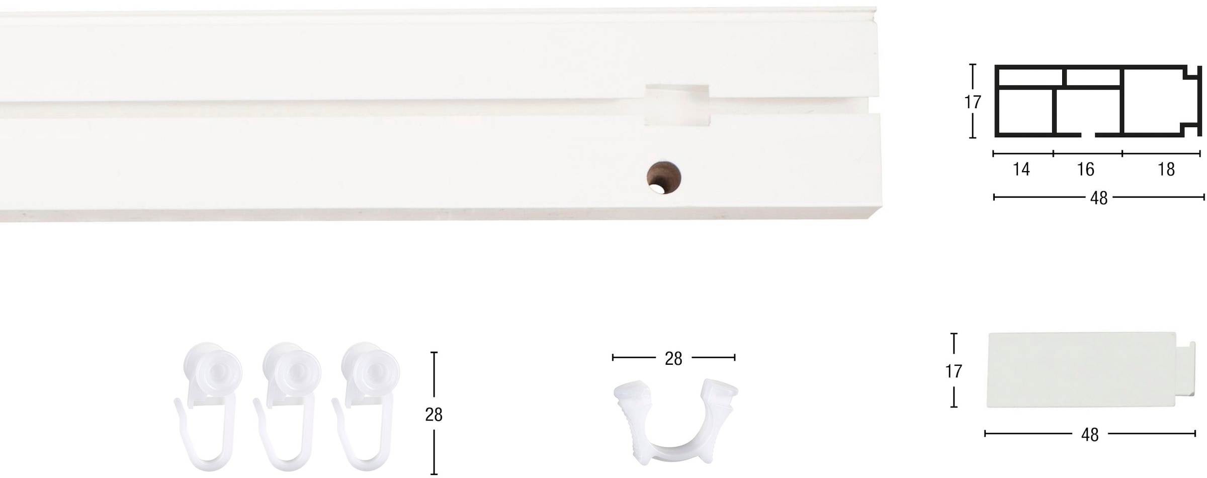 GARESA Gardinenschiene »Kunststoffschiene CREDO«, 1 läufig-läufig, Wunschmaßlänge, Deckenmontage, mit Kunststoffverbinder verlängerbar