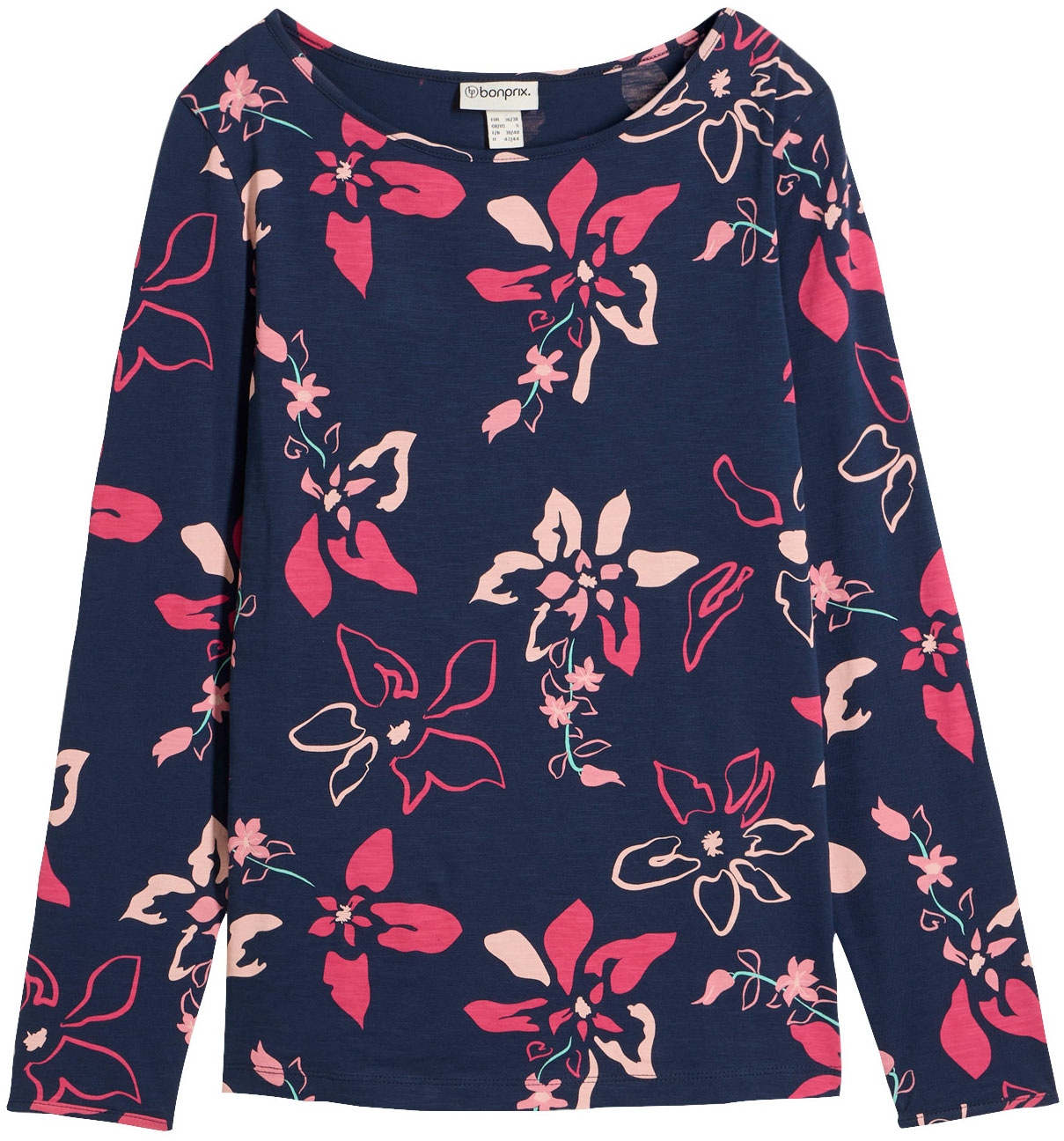 bonprix Langarmshirt figurumspielende Passform, Langarm-Design, für Frühling und Sommer