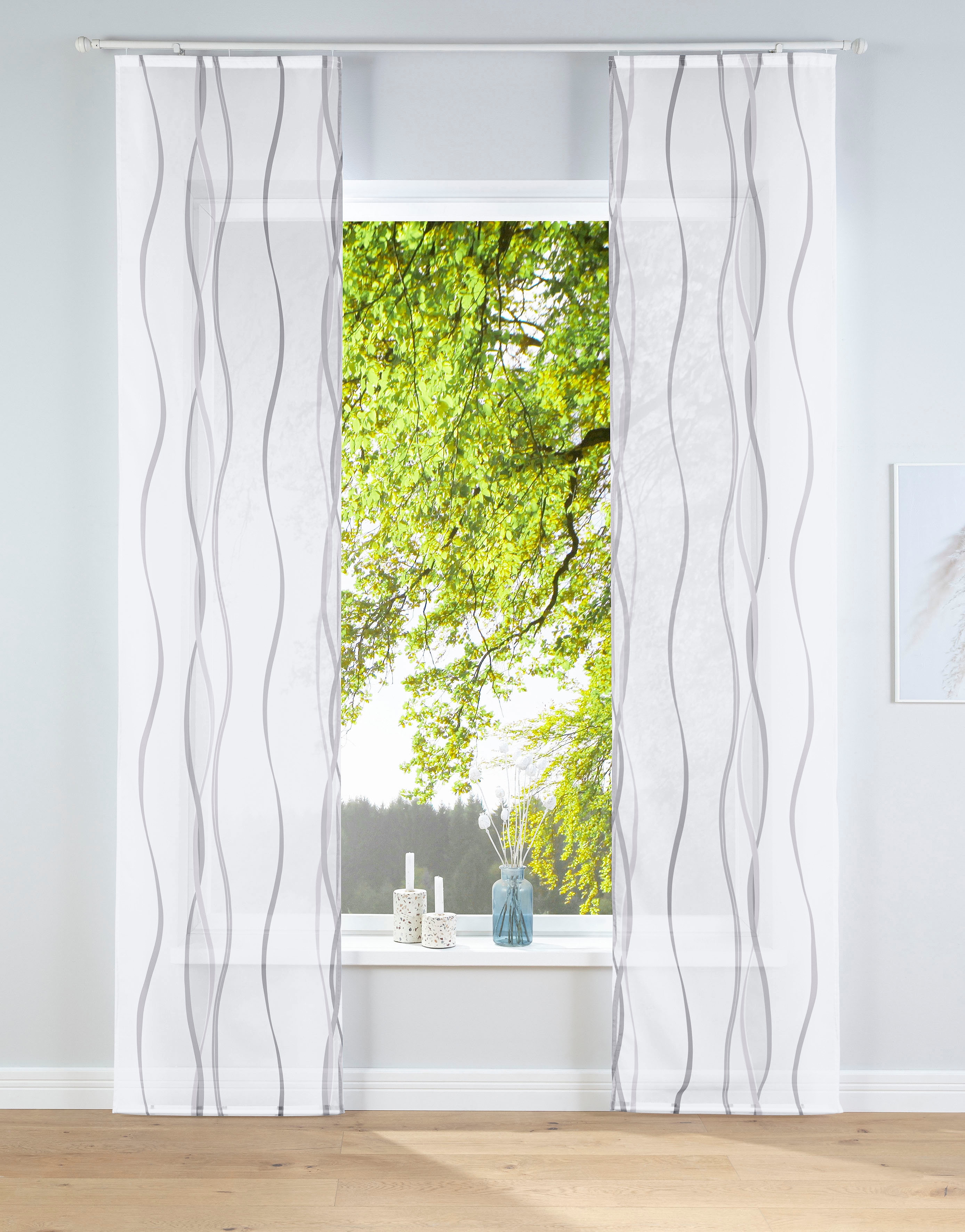 Thumbnail - OTTO home Schiebegardine "Dimona" Klettschiene 2 Stk. tlg. 2-er Set, Fertiggardine, mit Befestigungszubehör, Wellen