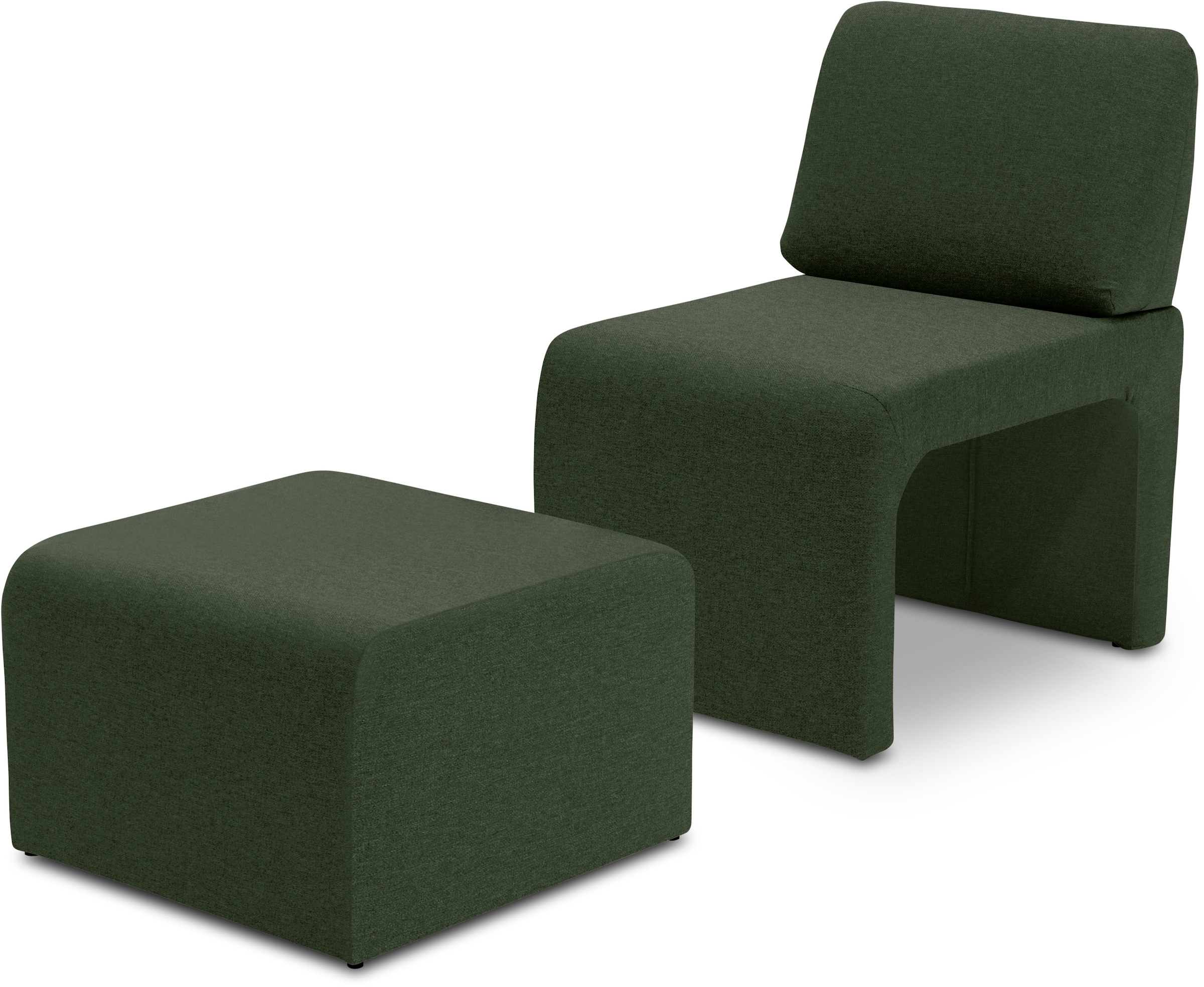 Sessel »mit Hocker 700017 ideal für kleine Räume, platzsparend, bequem«, Hocker unter...
