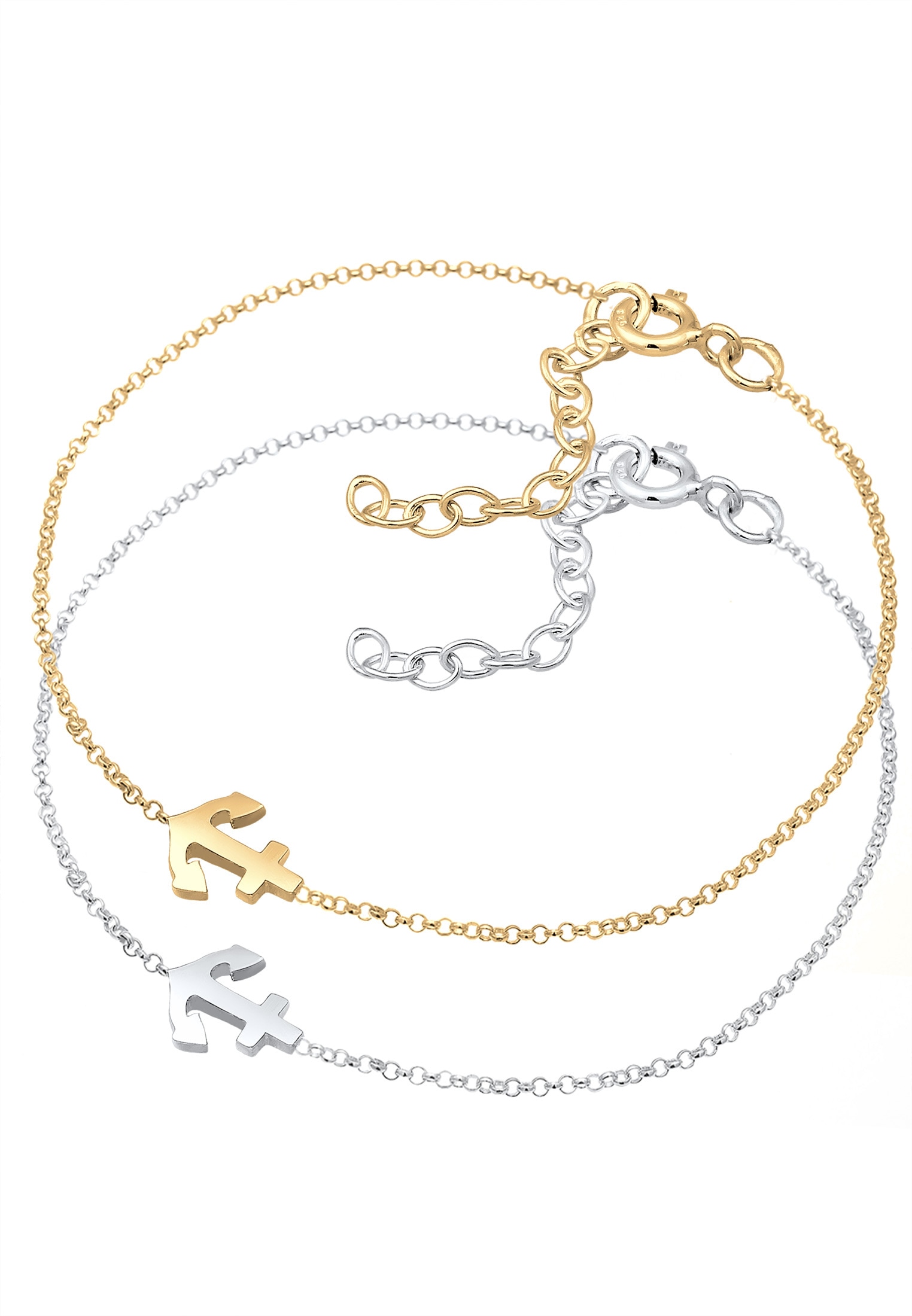 Elli Armband Set »2er-Set Anker 925 Sterling Silber vergoldet«