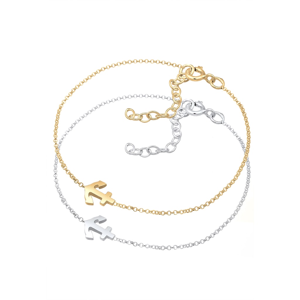 Elli Armband Set »Set Anker Paar Freundschaft Bi-Color 925er Silber«