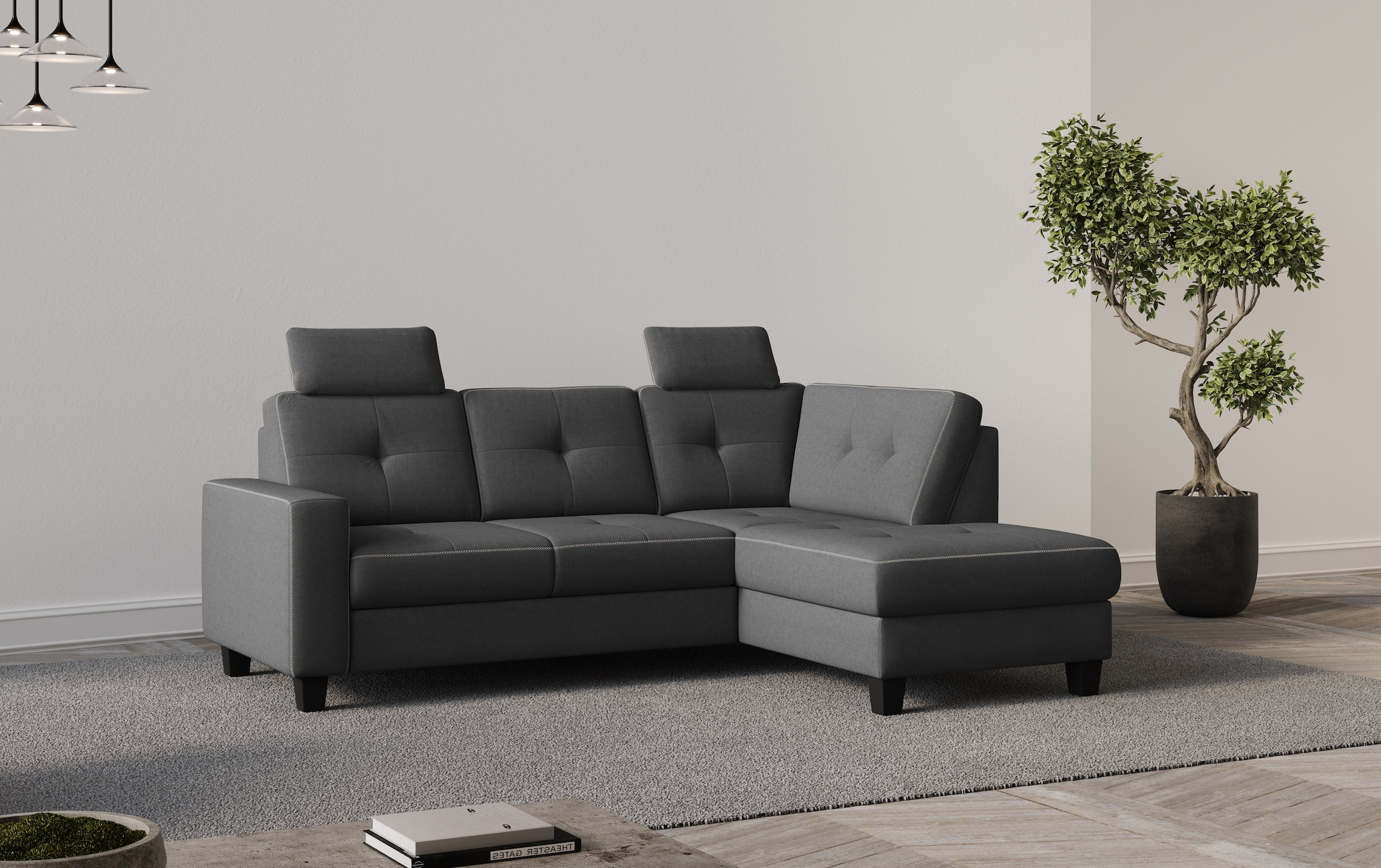PLACES OF STYLE Ecksofa »Varese« Kreuznaht in beige