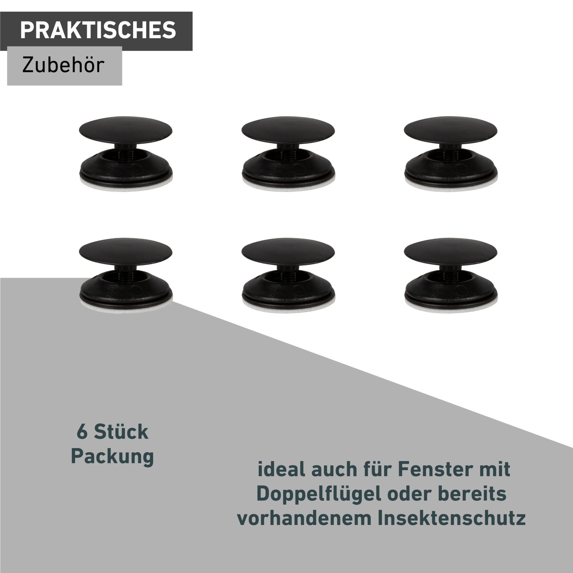 Windhager Zubehör-Set »für Sonnenschutzgewebe COOL, Befestigungsclips mit Klebehaken« Anbringung des Sonnenschutzgewebe am Fensterflügel, anthrazit, 6 Stk.