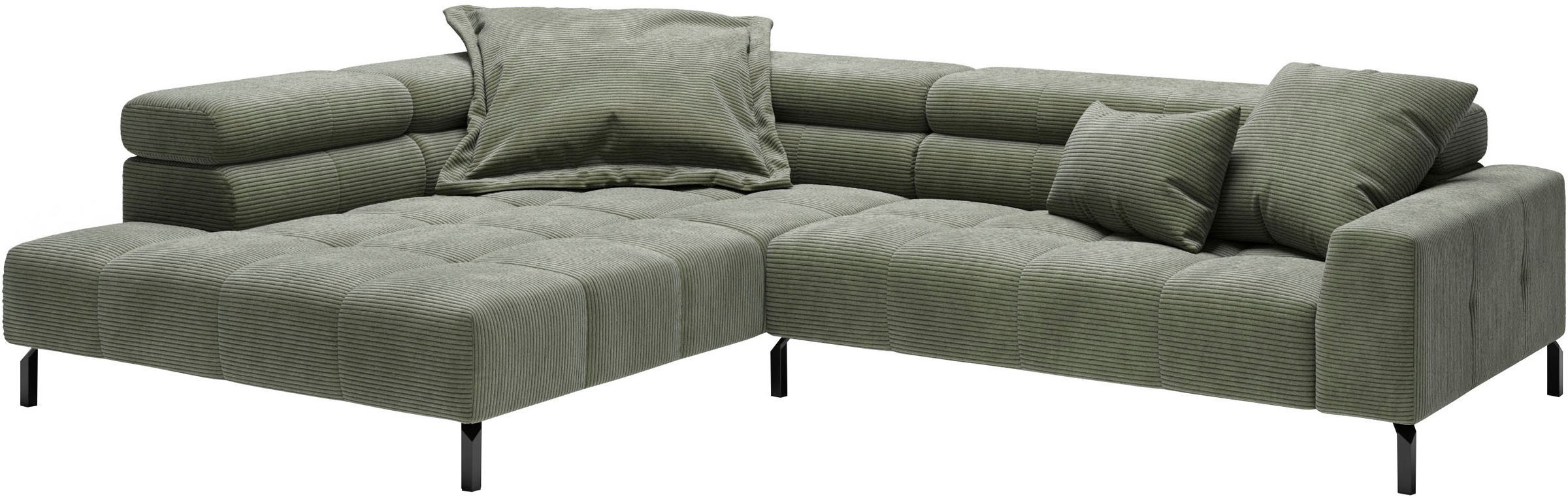 Ecksofa HOME AFFAIRE "Claya, L-Form, incl. Kopfteilverstellung, Breite 311 cm", grün (turtle), B:311cm H:71cm T:219cm, 88% Polyester, 12% Polyacryl, Sofas, Ecksofa, mit elektrischem Sitzvorzug im Hauptelement 5