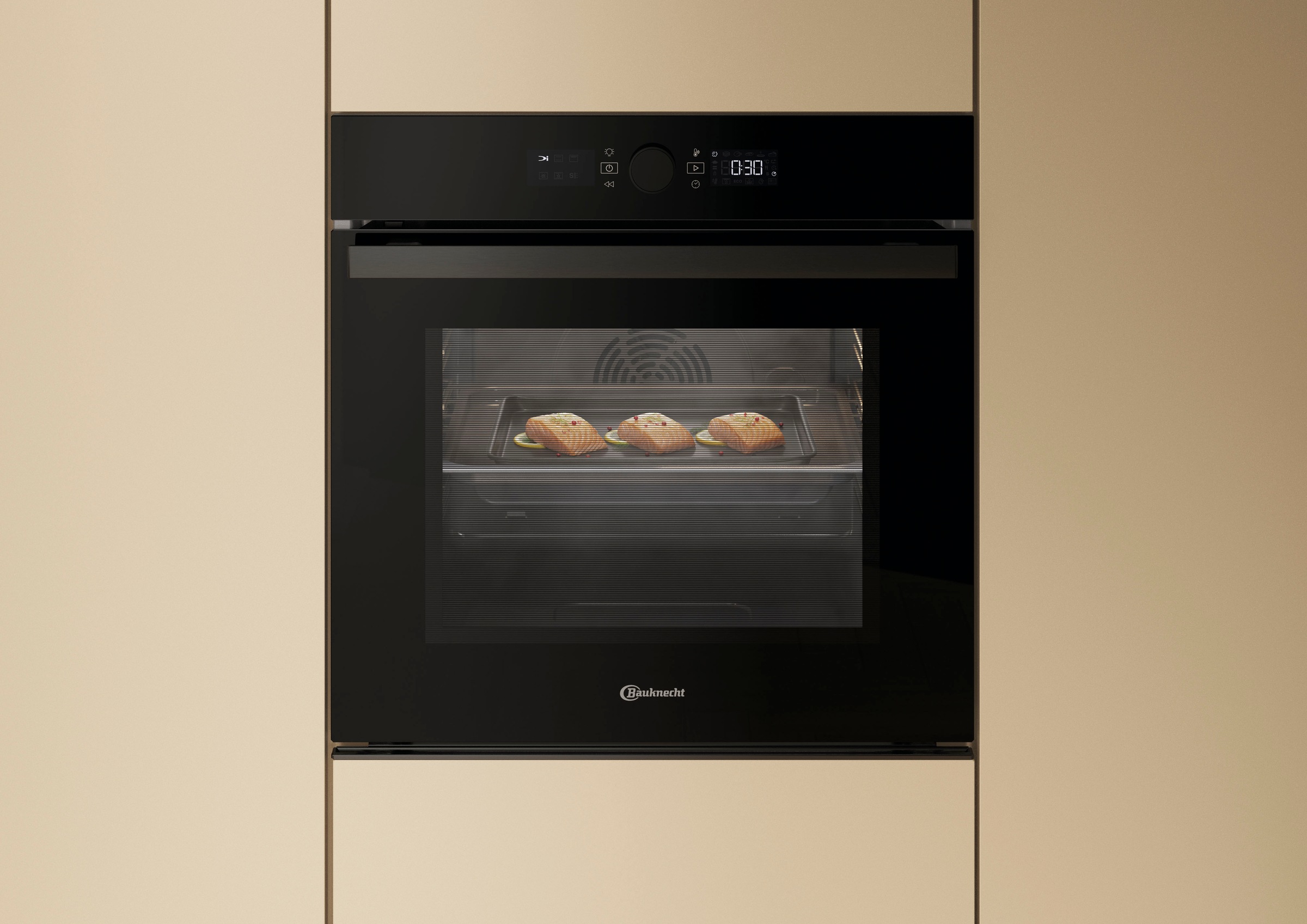 BAUKNECHT Pyrolyse Backofen  »BBI4S8PM1SK«, mit 1-fach-Teleskopauszug, Pyrolyse-Selbstreinigung, AirFry-Funktion, Pizzafunktion, 1-fach-Teleskopauszug, Gentle Steam