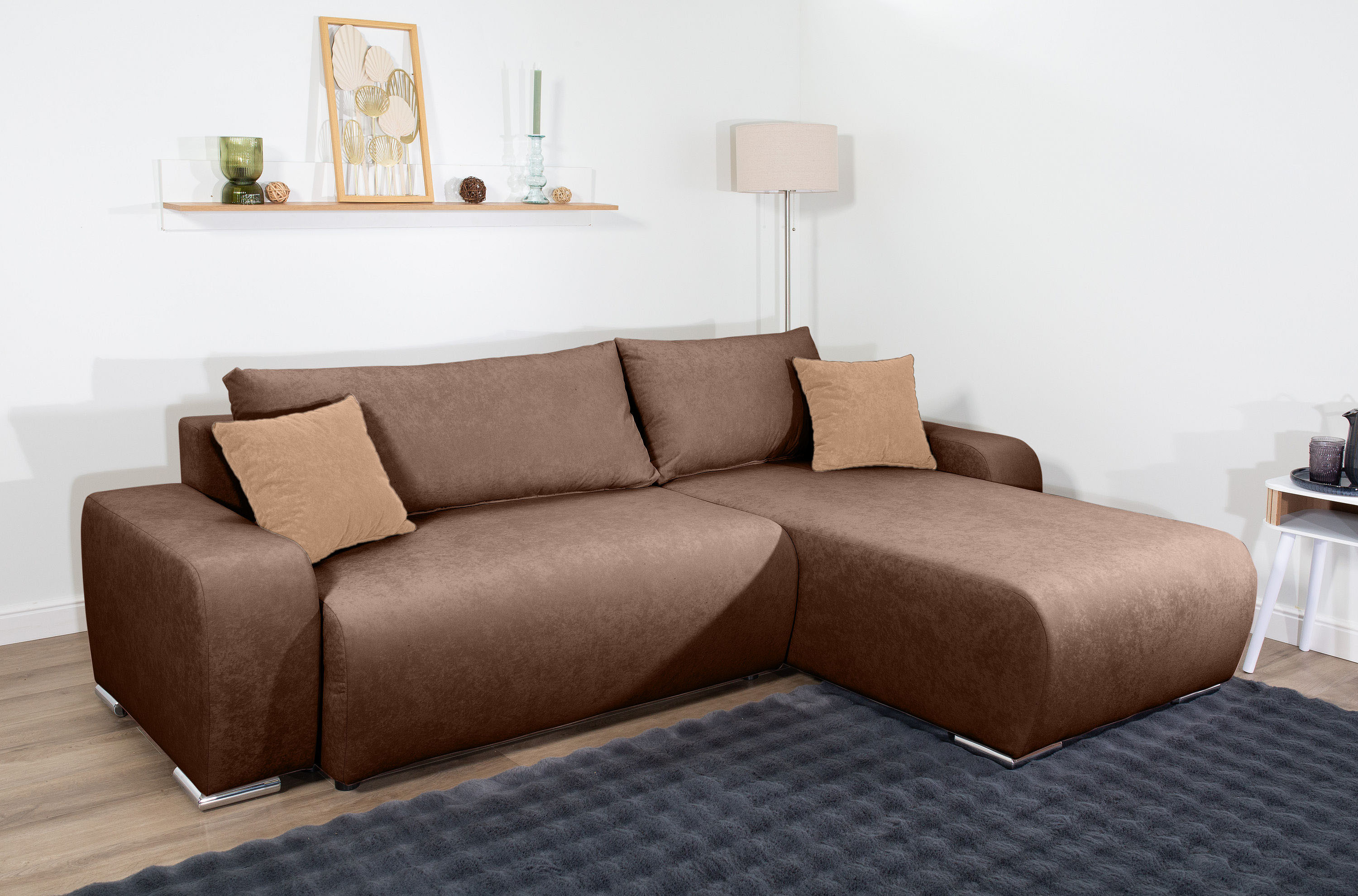 COLLECTION AB "Pia L-Form, B: 237 cm" Schlaffunktion, Bettkasten & 2 Zierkissen, Federkern