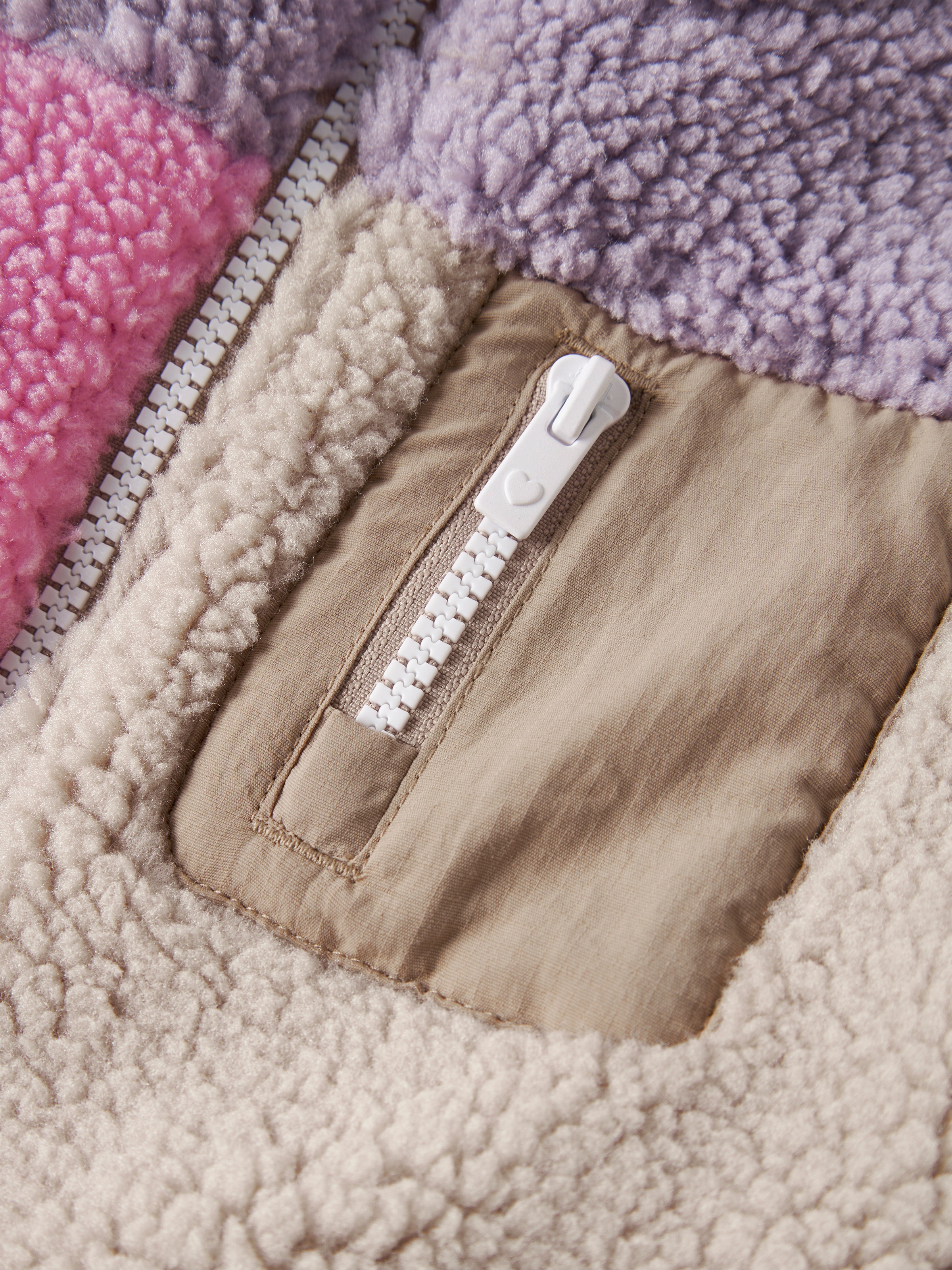 Name It Fleecejacke »NMFMONICA TEDDY JACKET BLOCK« ohne Kapuze