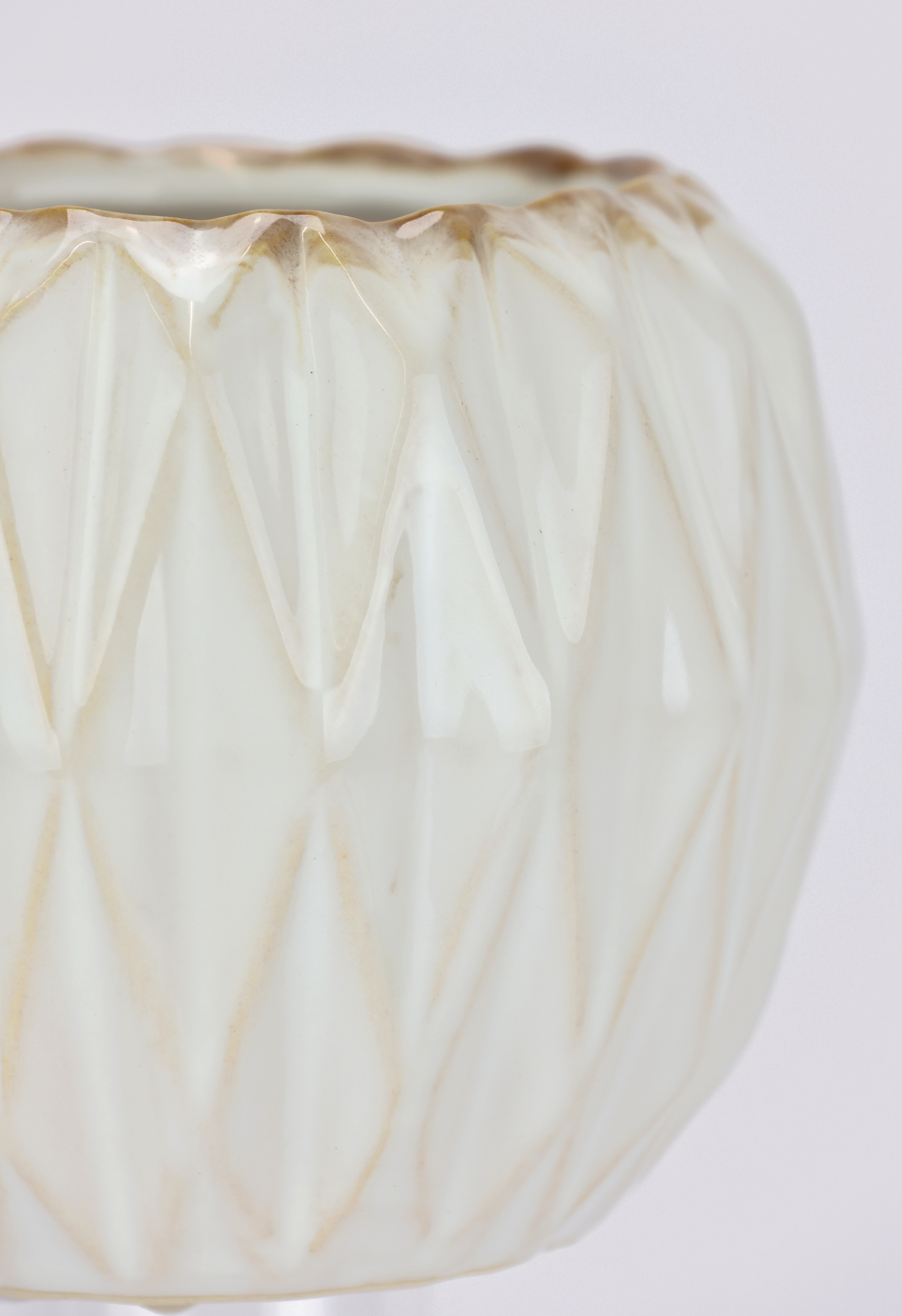 Thumbnail - I.GE.A. Dekovase "Keramik-Topf" Blumentopf geriffelt Zylinderform Übertopf Keramikvase Deko Dekovase