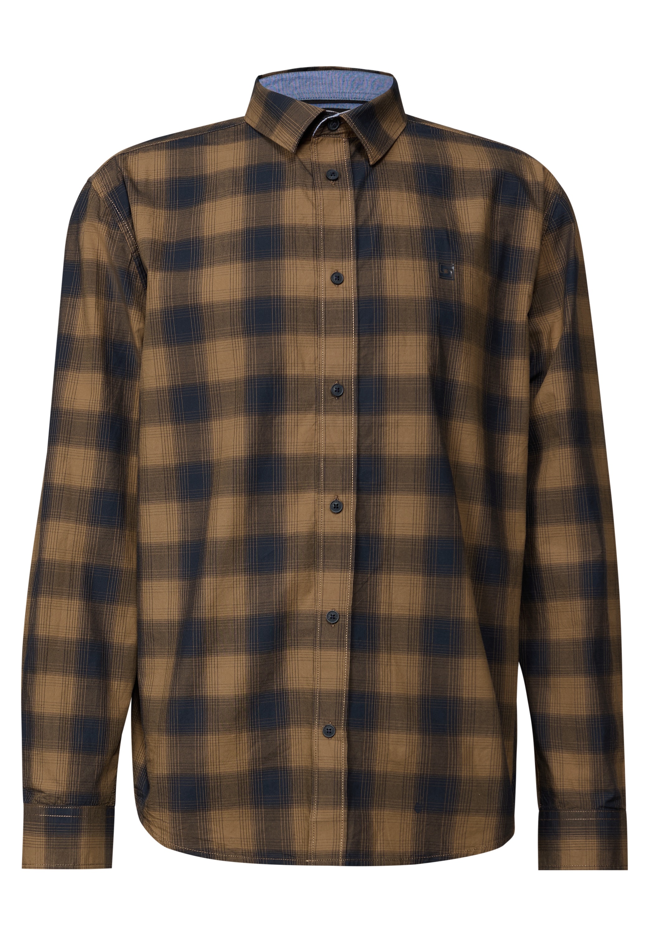 Karohemd STREET ONE MEN, Herren, Gr. M40, US-Größen, braun (ash braun), Web, 100% Baumwolle, kariert, normal normal, V-Ausschnitt, Bündchen, Hemden Karohemd, aus reiner Baumwolle 3