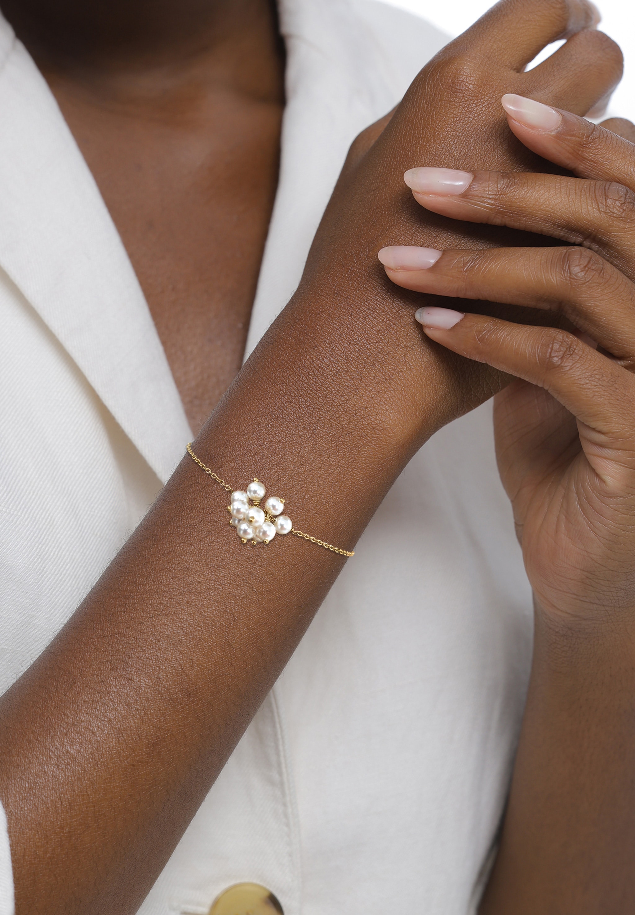 Elli Armkette »Armband Blume Perlen von Swarovski(R) 925 Sterling Silber vergoldet«