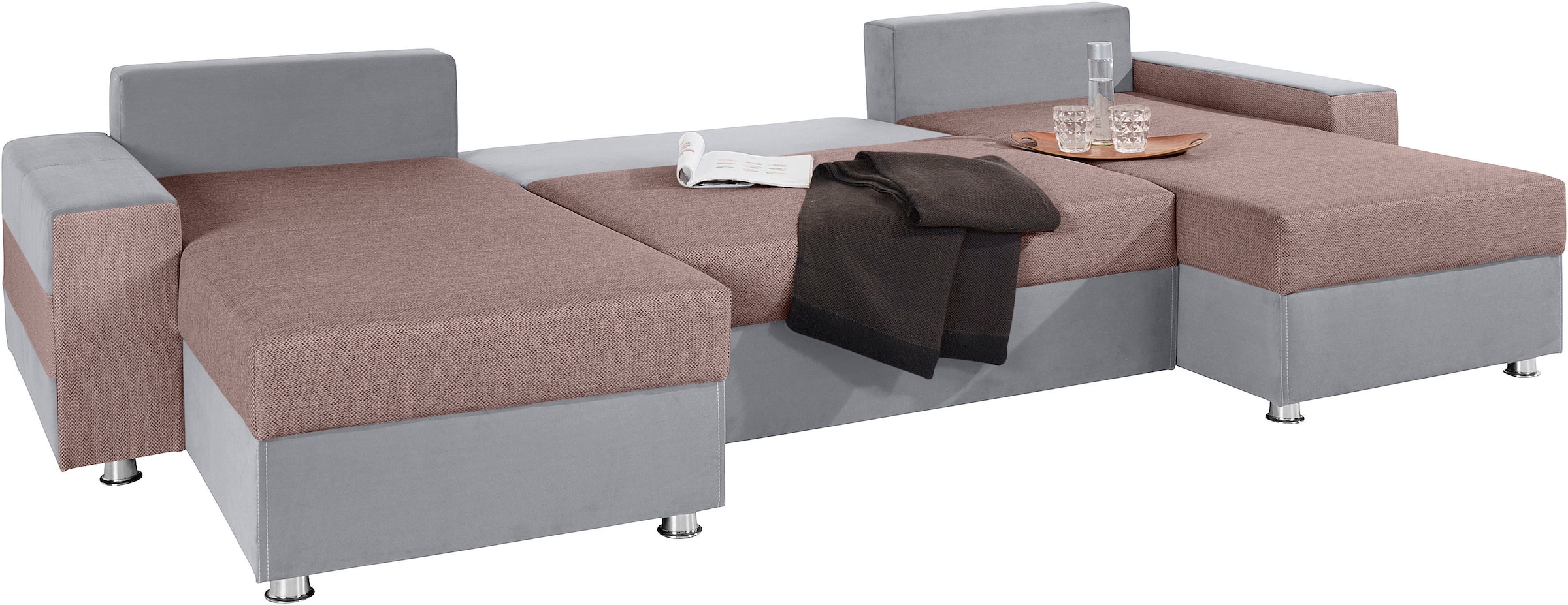 COLLECTION AB Wohnlandschaft »Antalya U-Form«, mit Bettkasten und Bettfunktion, 2 Zierkissen inklusive