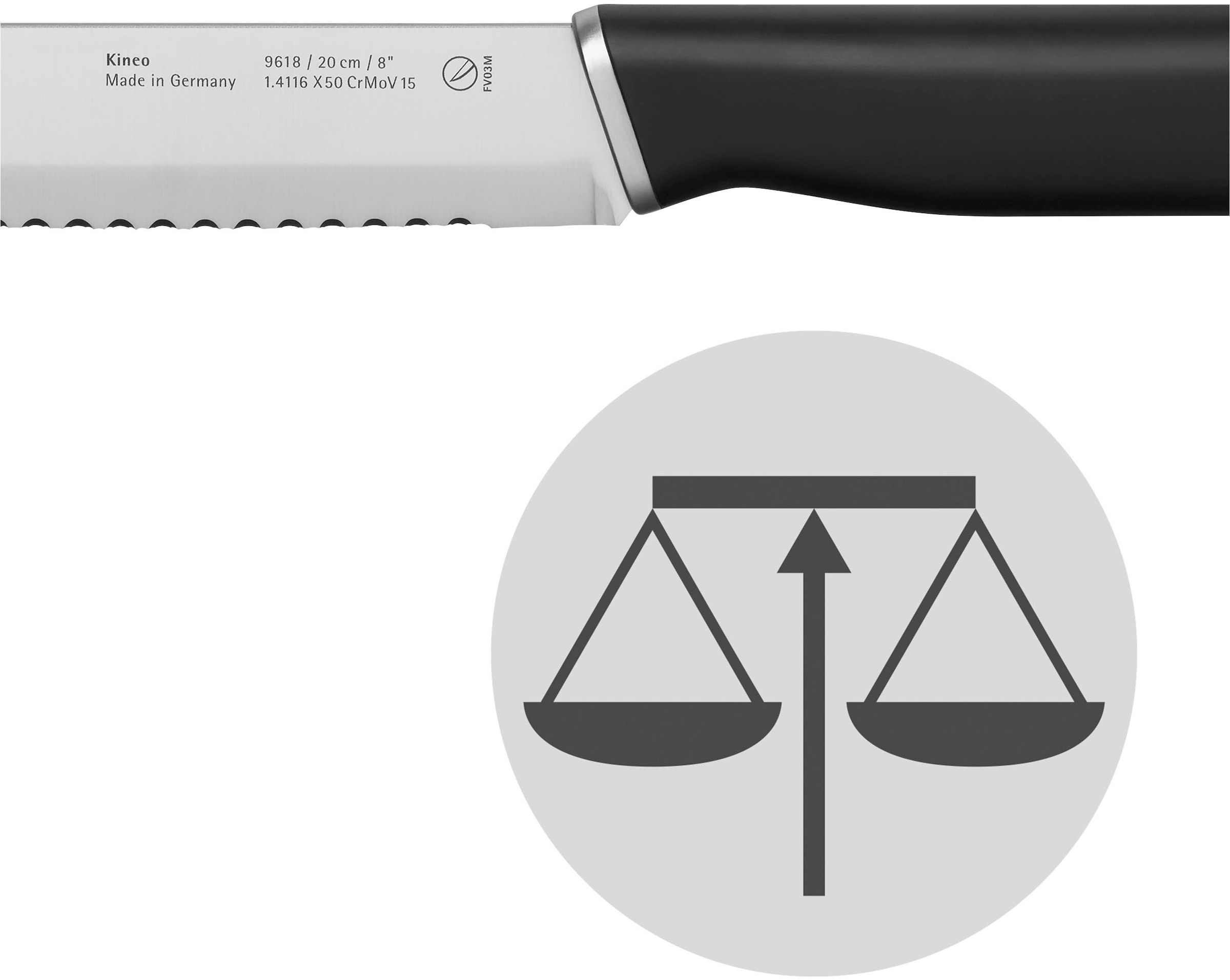 WMF Brotmesser »Kineo«, (1 tlg.), 20 cm, hochwertiger Edelstahl, ausgezeichnete Balance, ergonomisch