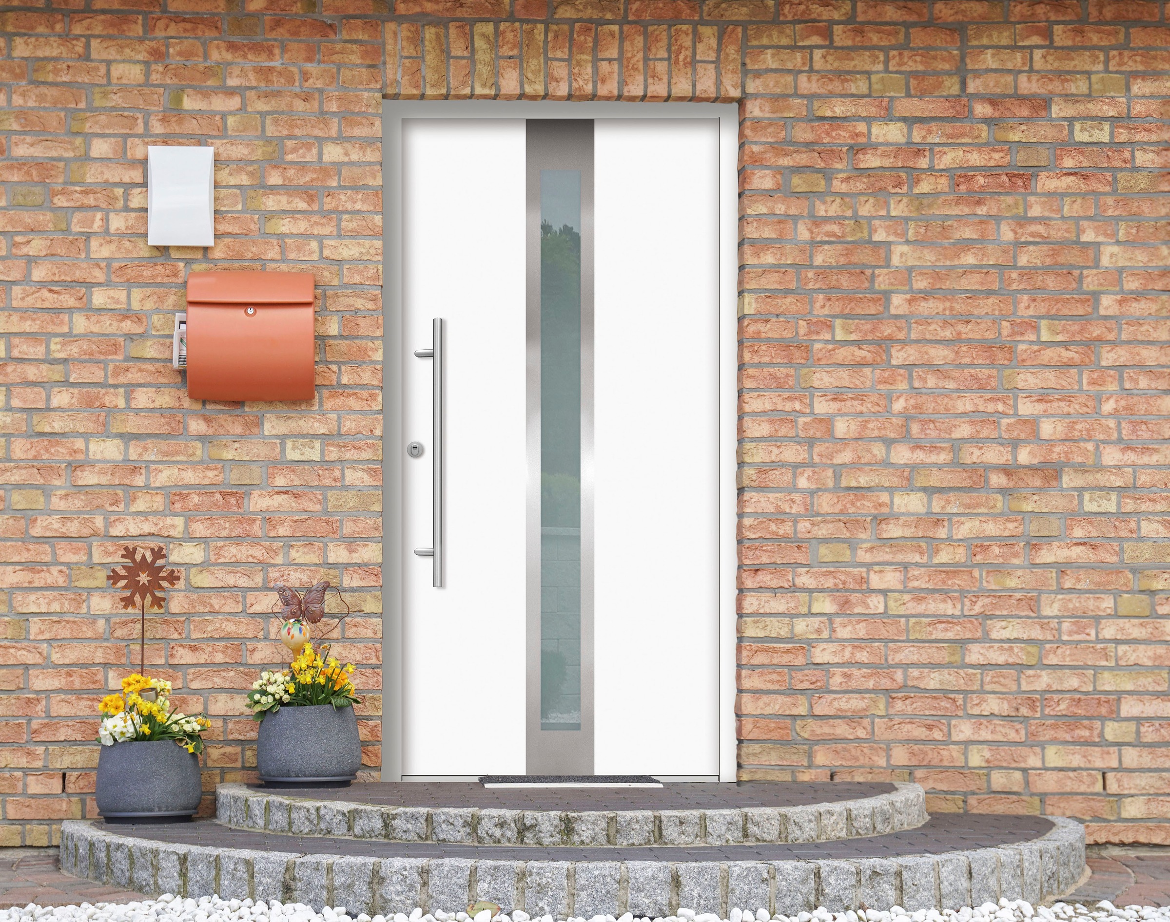 SplenDoor Haustür „RHODOS Prime RC2“, (Set), einbruchhemmend & wärmegedämmt, mit 3-fach Verglasung, mit Türrahmen weiß Rabatt: 26 %