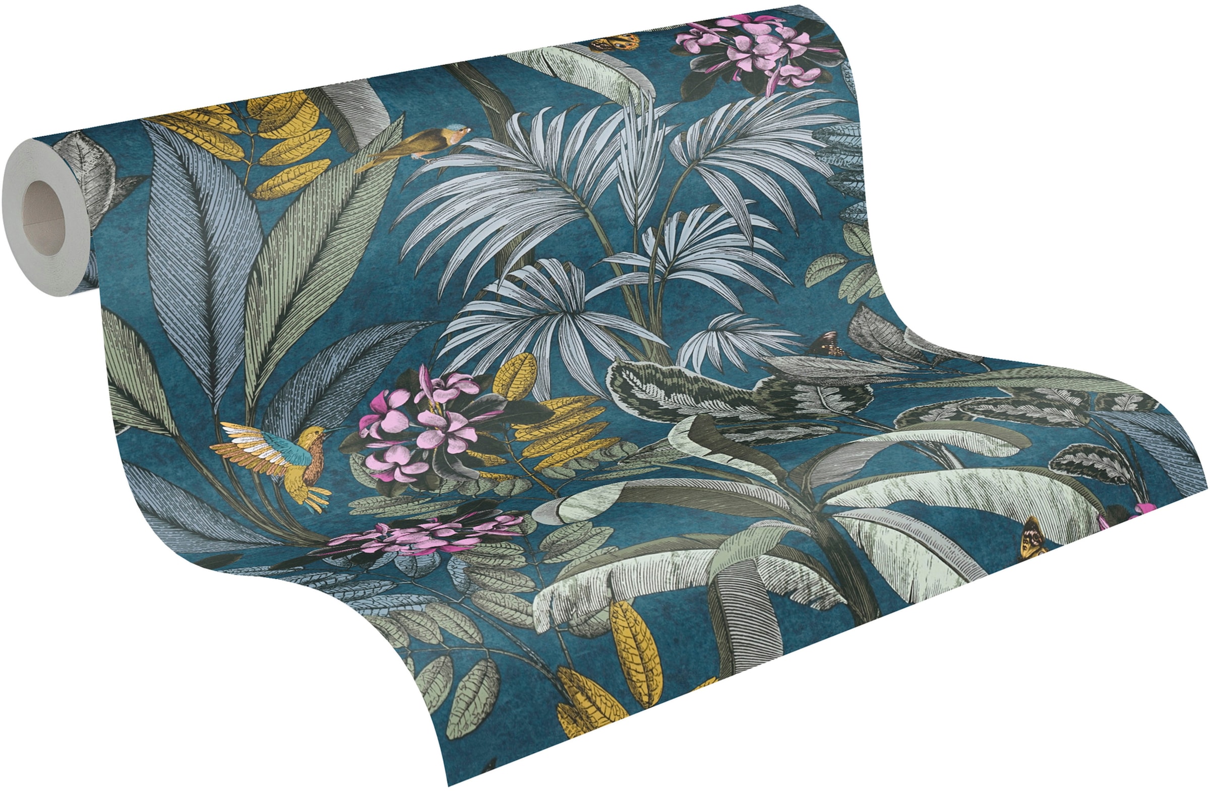 A.S. Création Vliestapete "PintWalls Dschungeltapete Floral" gemustert matt neutral glatt Blätter Tapeten Wohnzimmer Schlafzimmer Küche modern Design Wandtapete